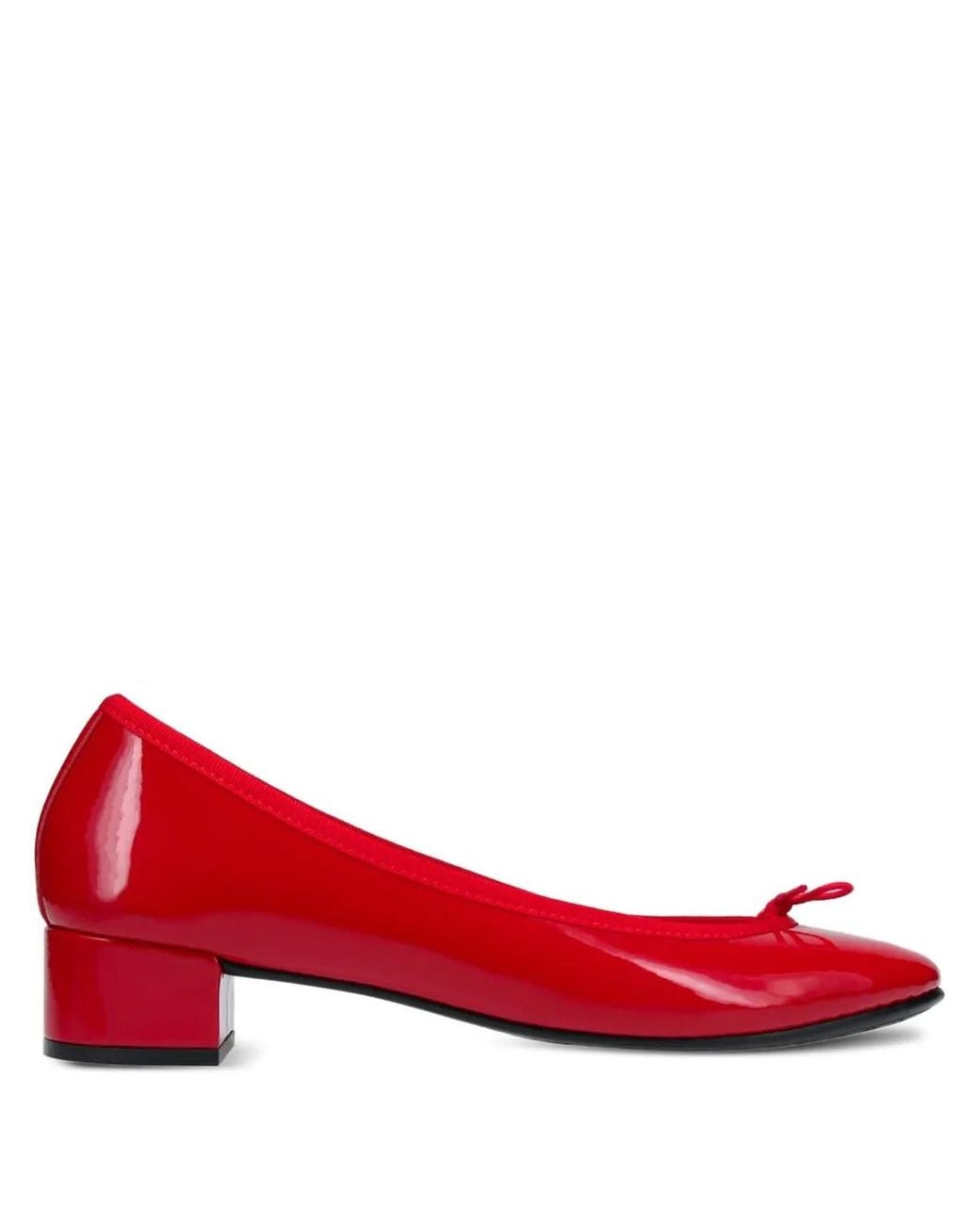 Repetto Red Bow-Detail Block-Heel Pumps