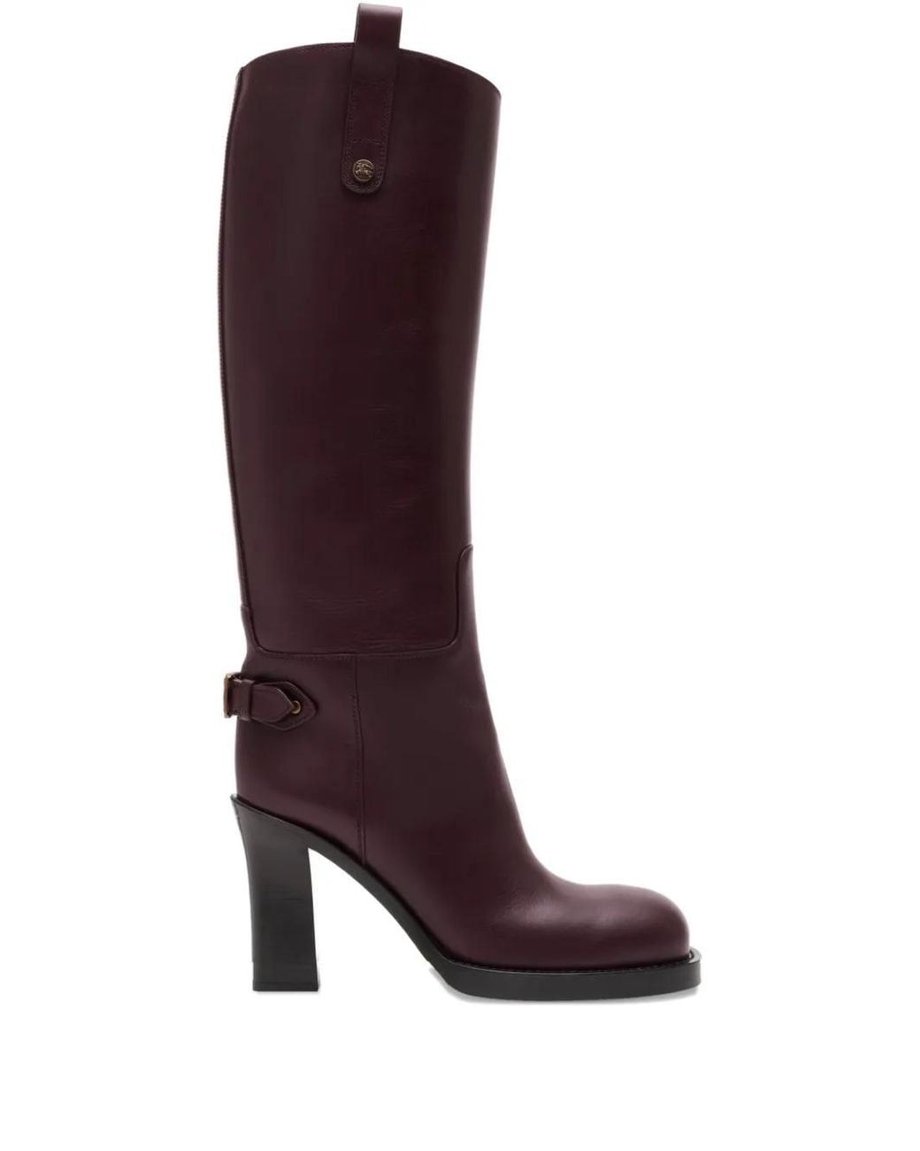 Burberry Red Leather Cavalier Heel Boots