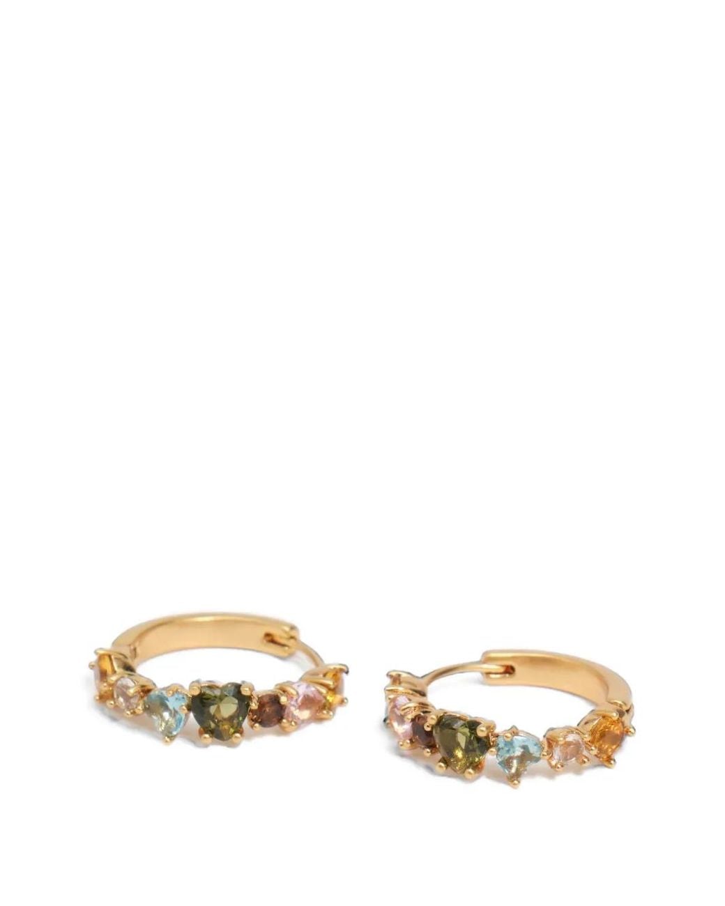 Bimba Y Lola Metallic Small Crystals Heart Hoop Earrings