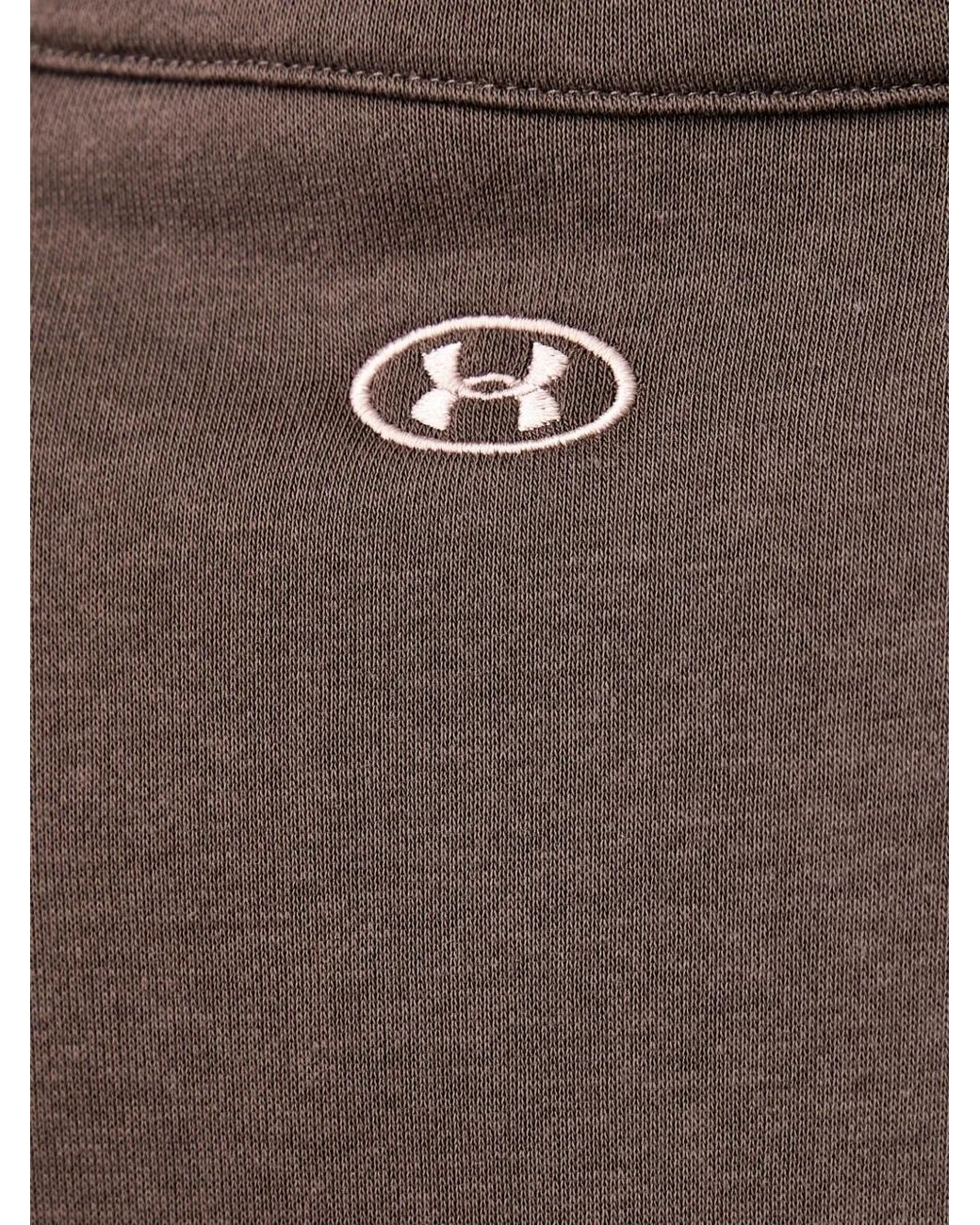 Under Armour Brown Varsity Rival Fleece Logo-Print Cropped Sweatshirt