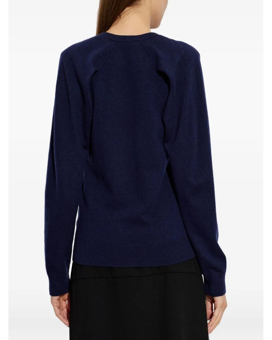 Jil Sander Blue Cut-Out V-Neck Sweater