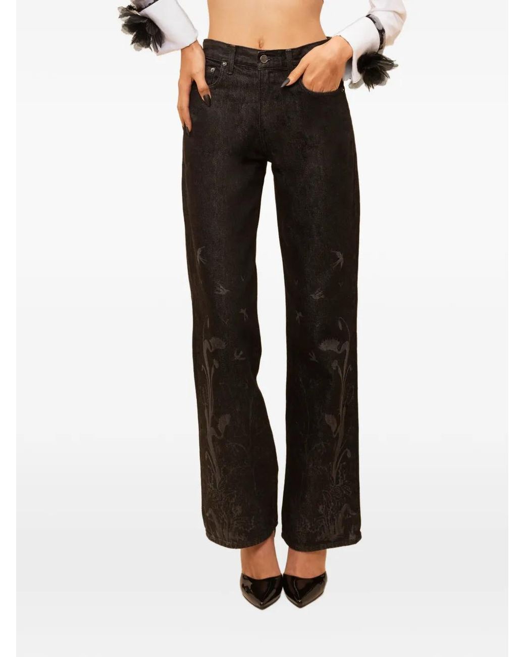 Contessa Mills Blue Tarot Floral-Print Jeans