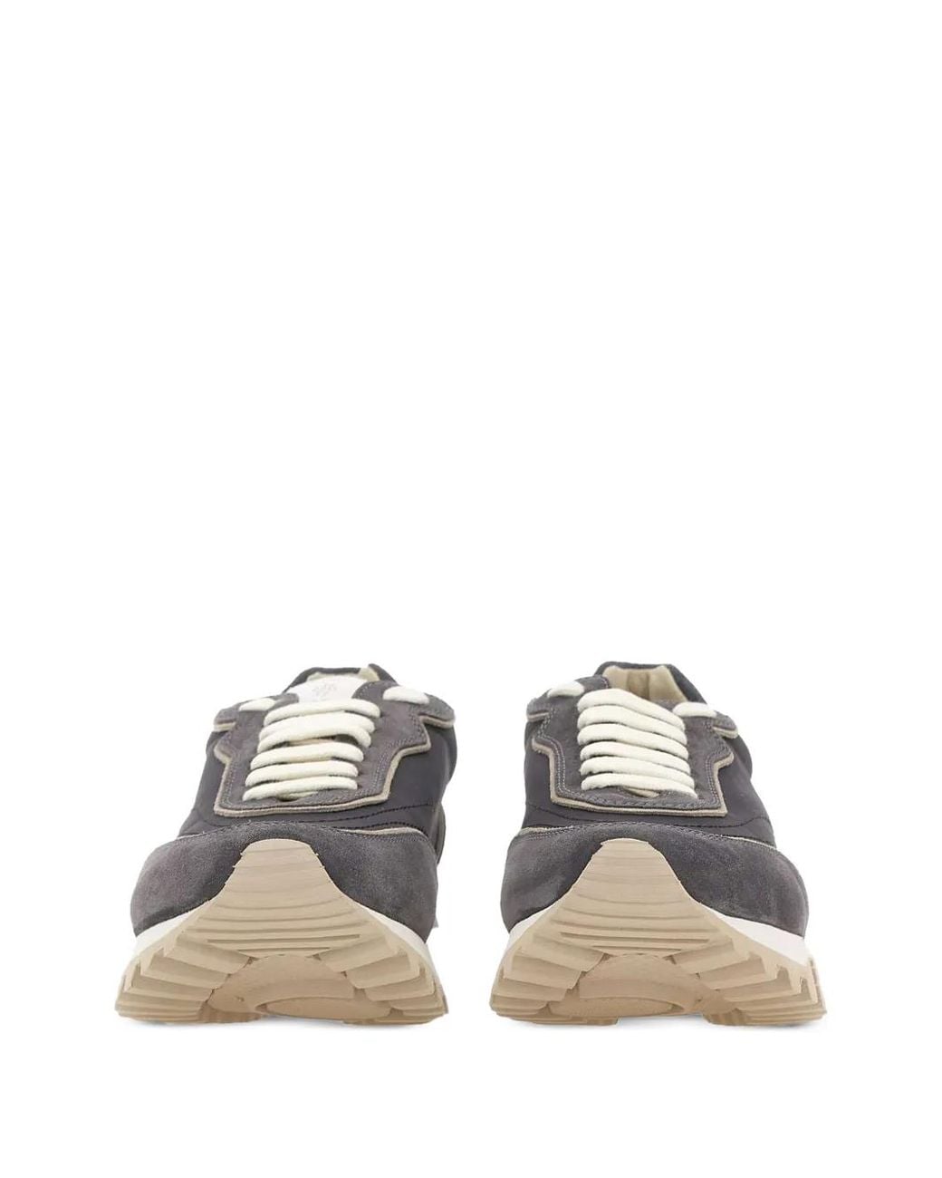 Eleventy White Suede-Panelled Sneakers for men