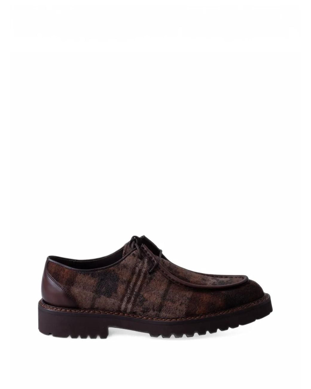 LES HÉRITIERS Brown Derbies The Blucher À Carreaux Et Semelle Striée for men