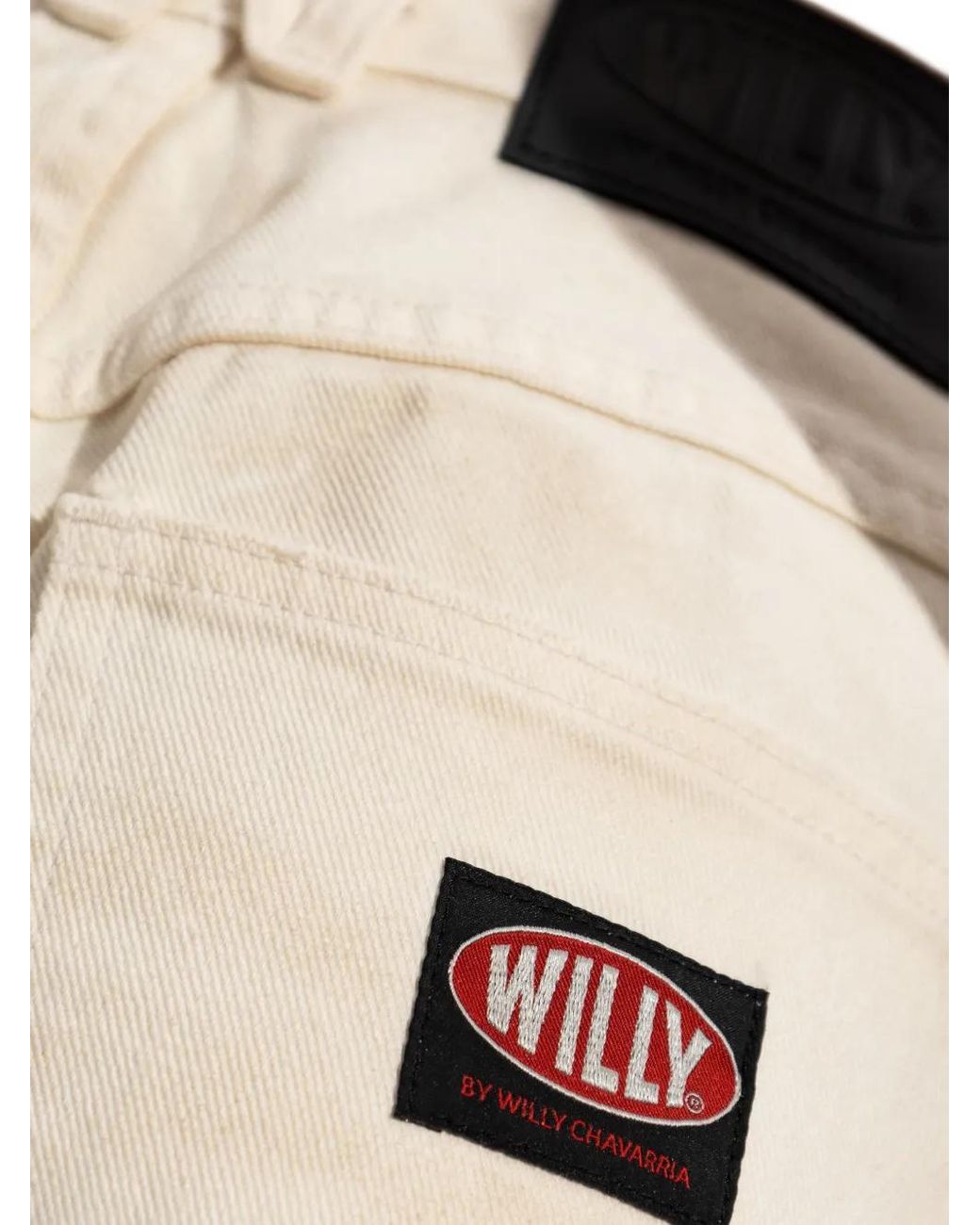 Willy Chavarria White Logo Patch Denim Trousers