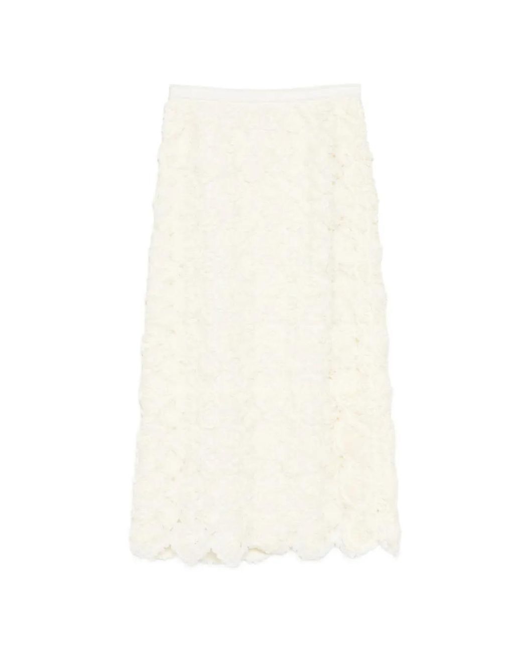 Shiatzy Chen White Fête Of Petal 3D Floral Pencil Skirt