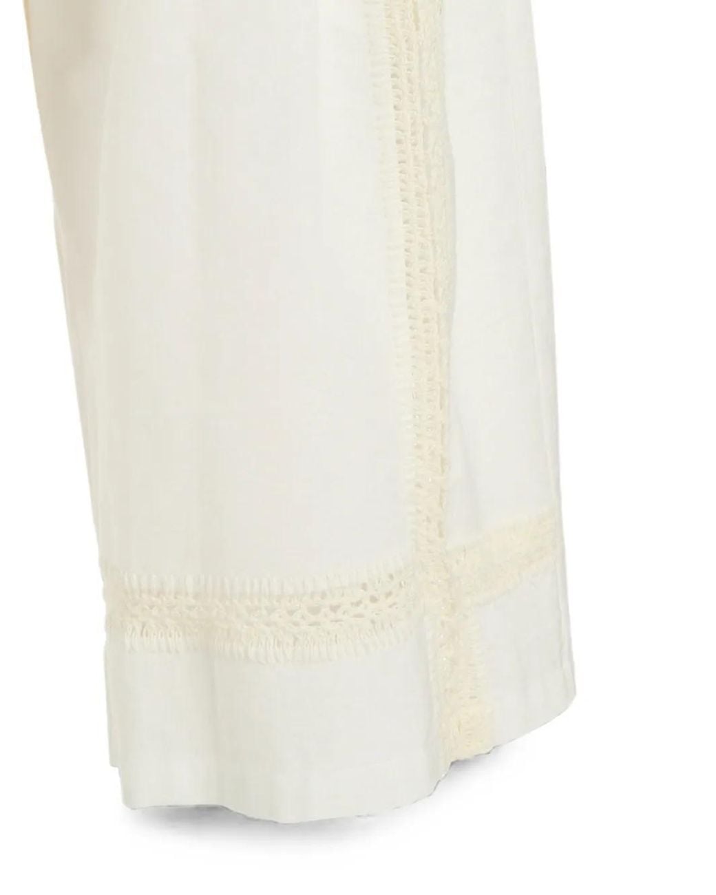 Y's Yohji Yamamoto White Pantalon À Détails En Dentelle