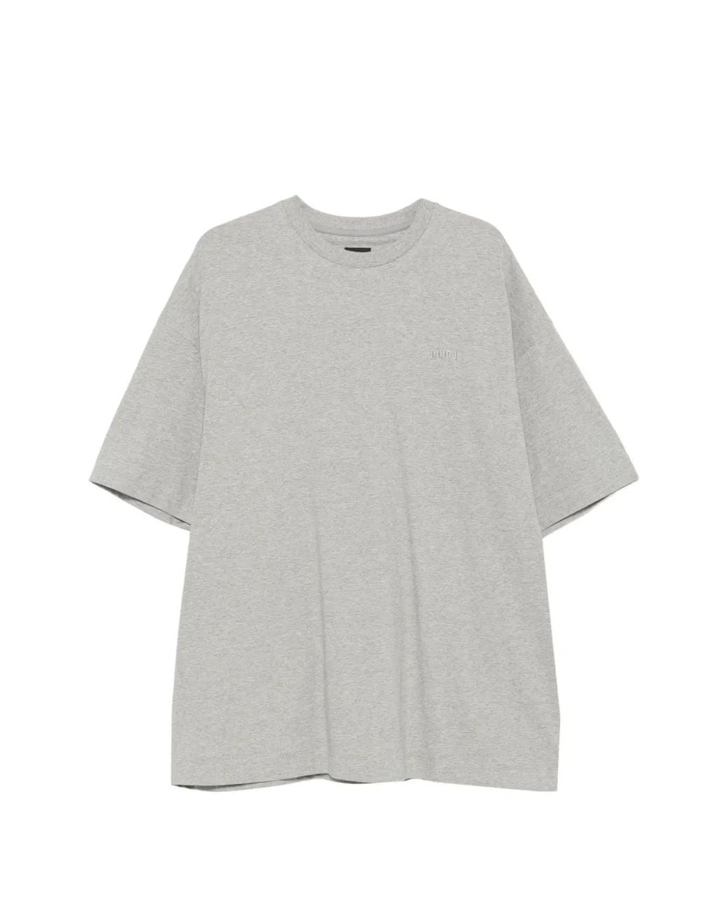 Juun.J Gray Logo-Embroidered Graphic-Print T-Shirt for men
