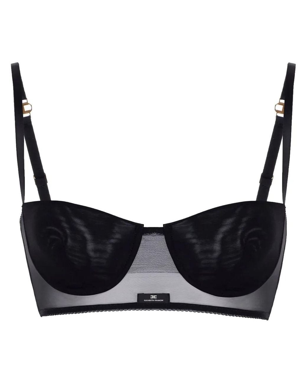 Elisabetta Franchi Black Stretch Tulle Bra Top