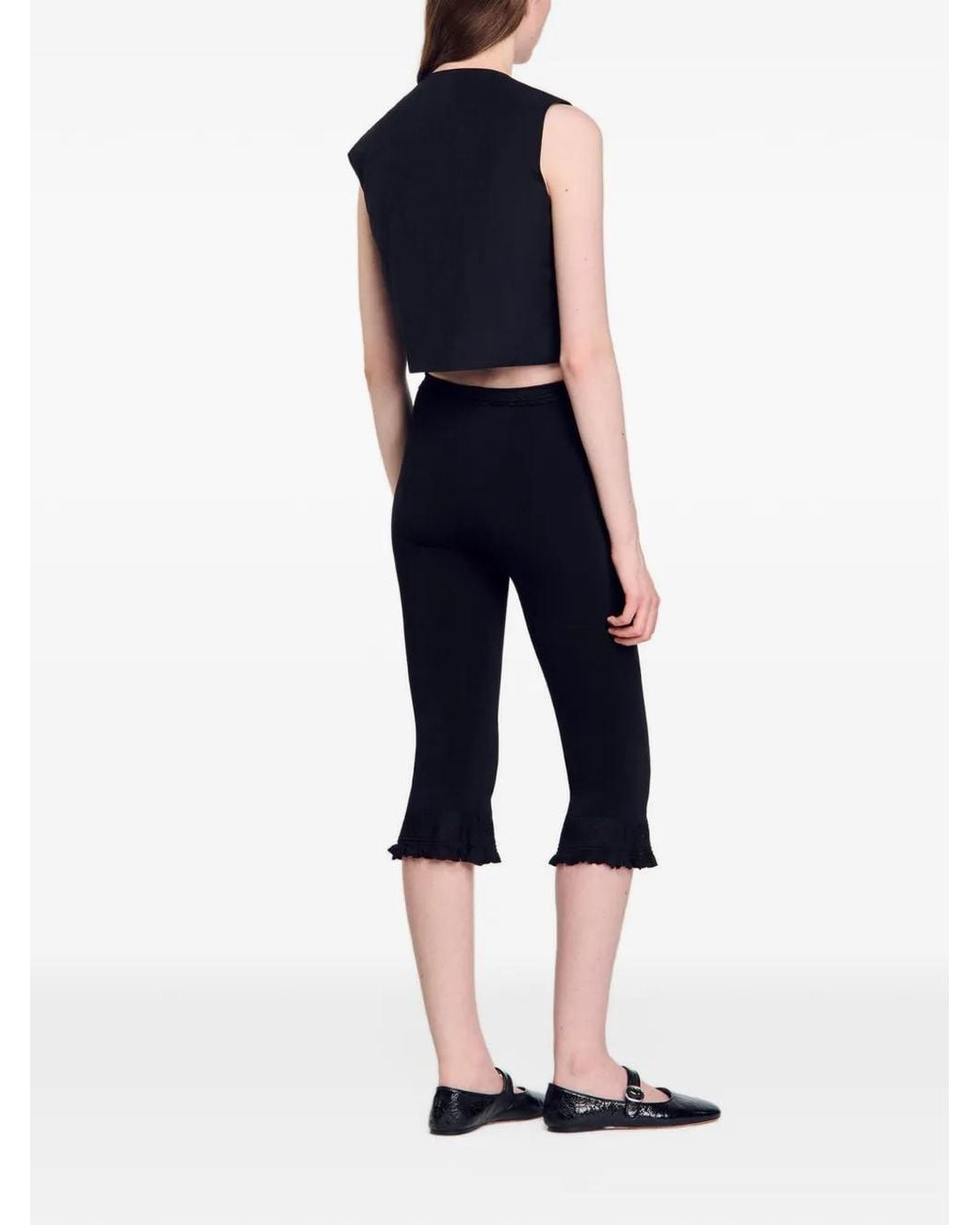 Sandro Black Eilat Cropped Top