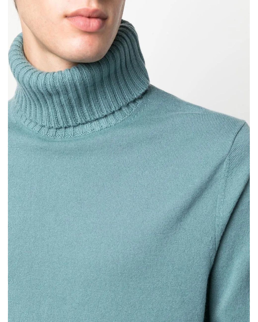 Ballantyne Blue Roll Neck Cashmere Jumper for men