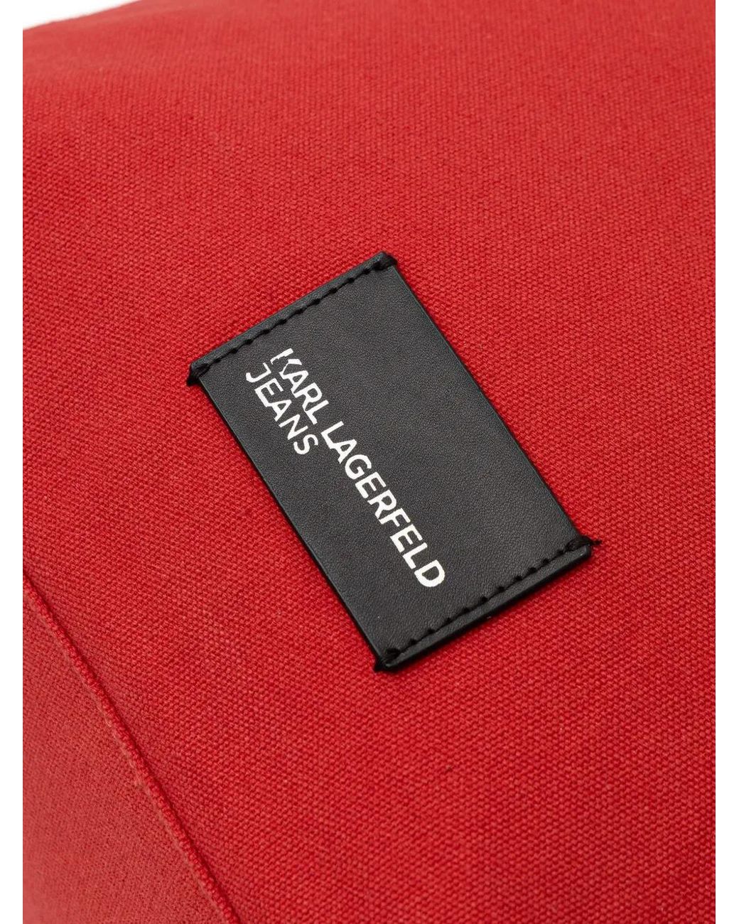 Karl Lagerfeld Red Logo-Patch Tote Bag