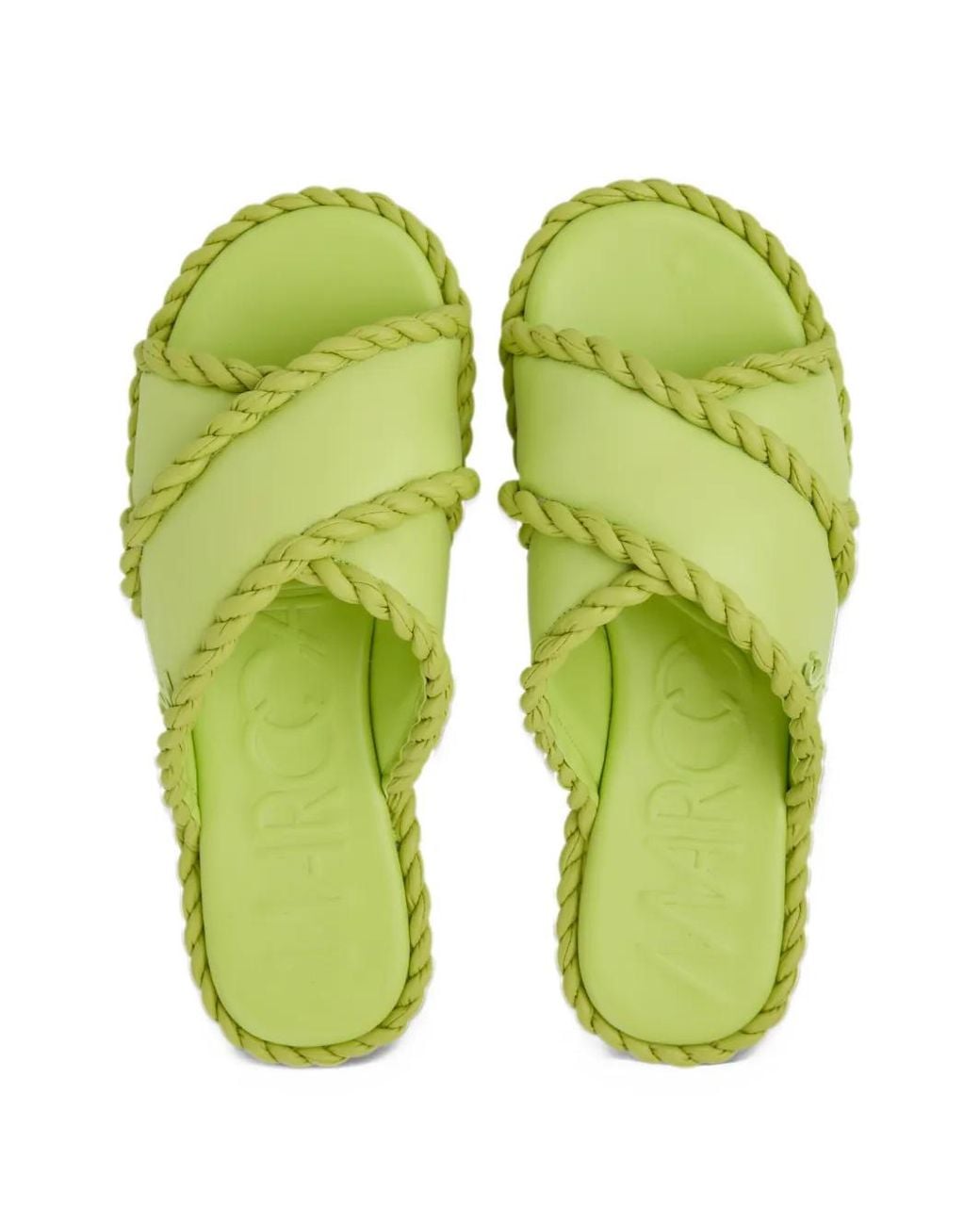 Marc Cain Yellow Braided Crossover-Strap Sandals