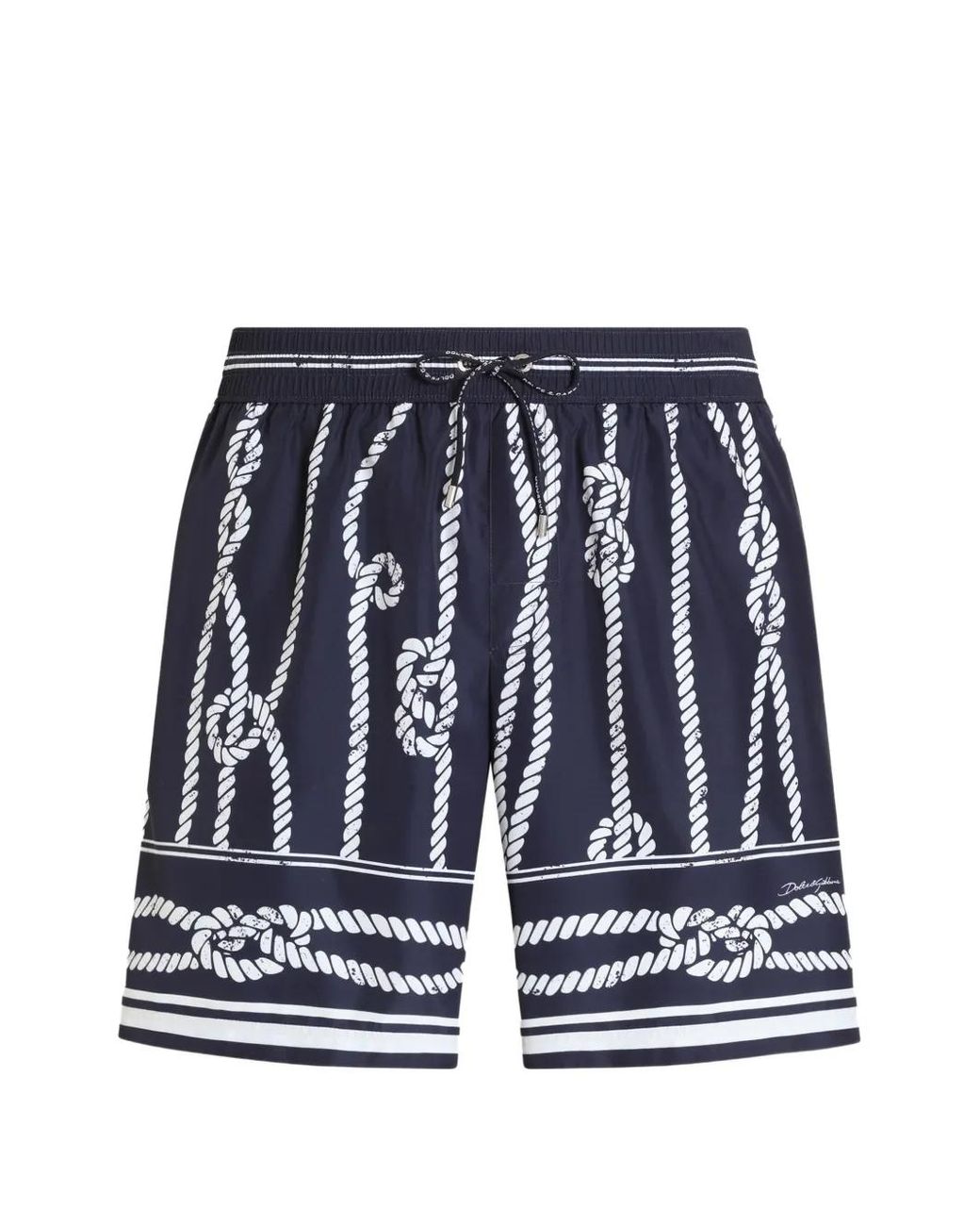 Dolce & Gabbana Blue Marina-Print Canvas Swim Boxer Shorts for men