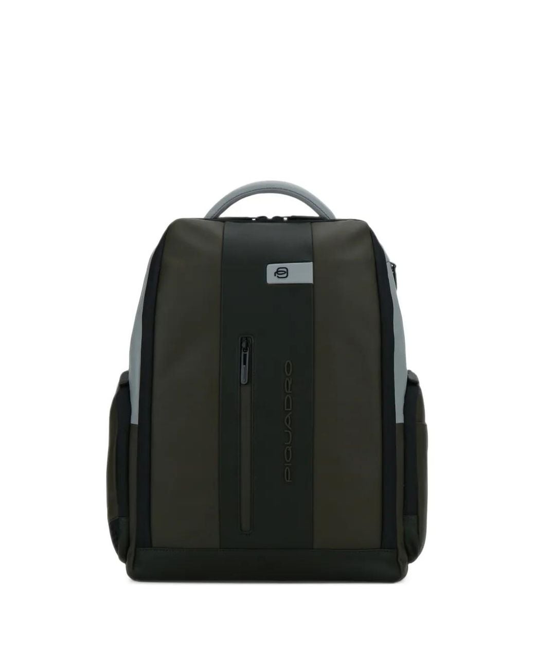 Piquadro Black Logo-Print Leather Backpack for men