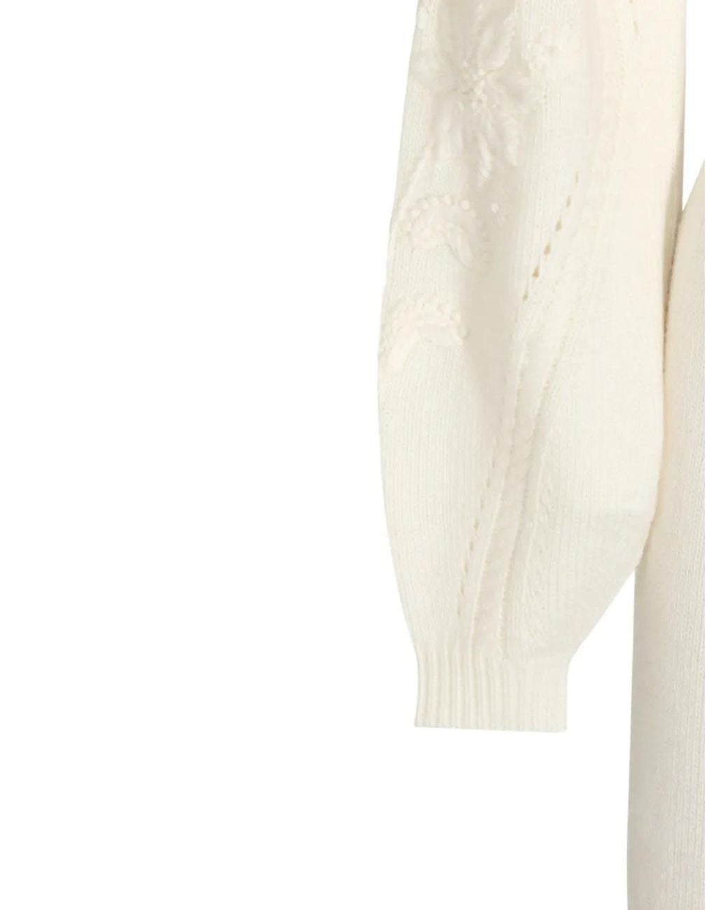 Twinset White Embroidered Balloon-Sleeve Mini Dress