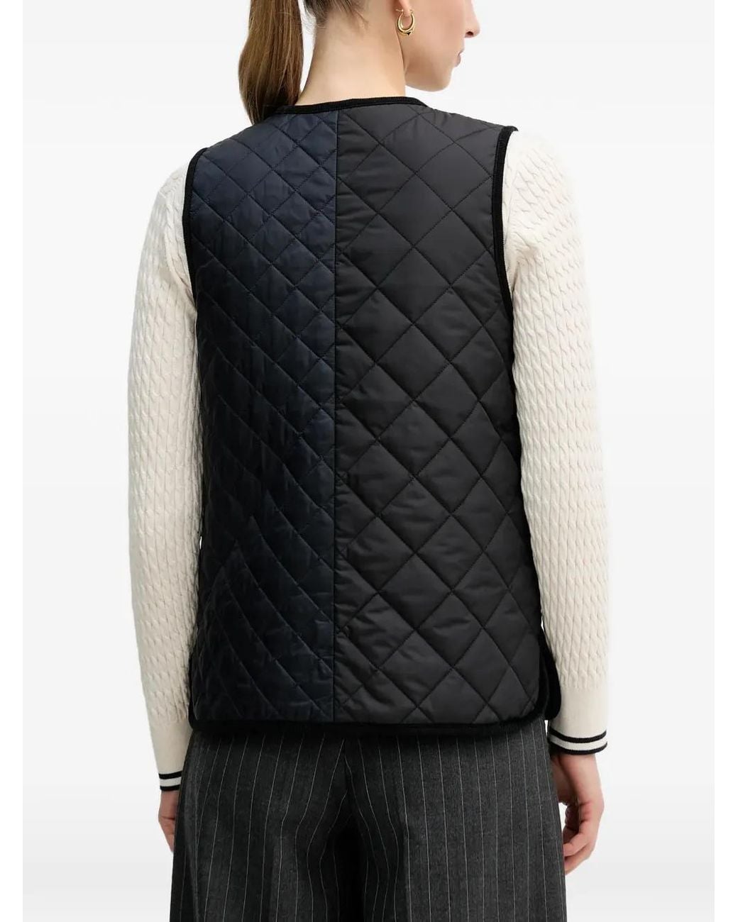 Barbour Black Quilted V-Neck Gilet