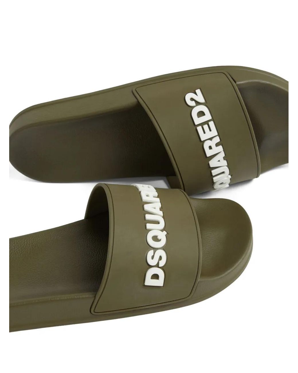 DSquared² Green Embossed-Logo Slides for men