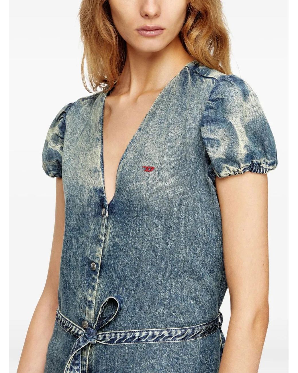 DIESEL Blue Mini De-Ollish-D Buttoned-Front Day Dress