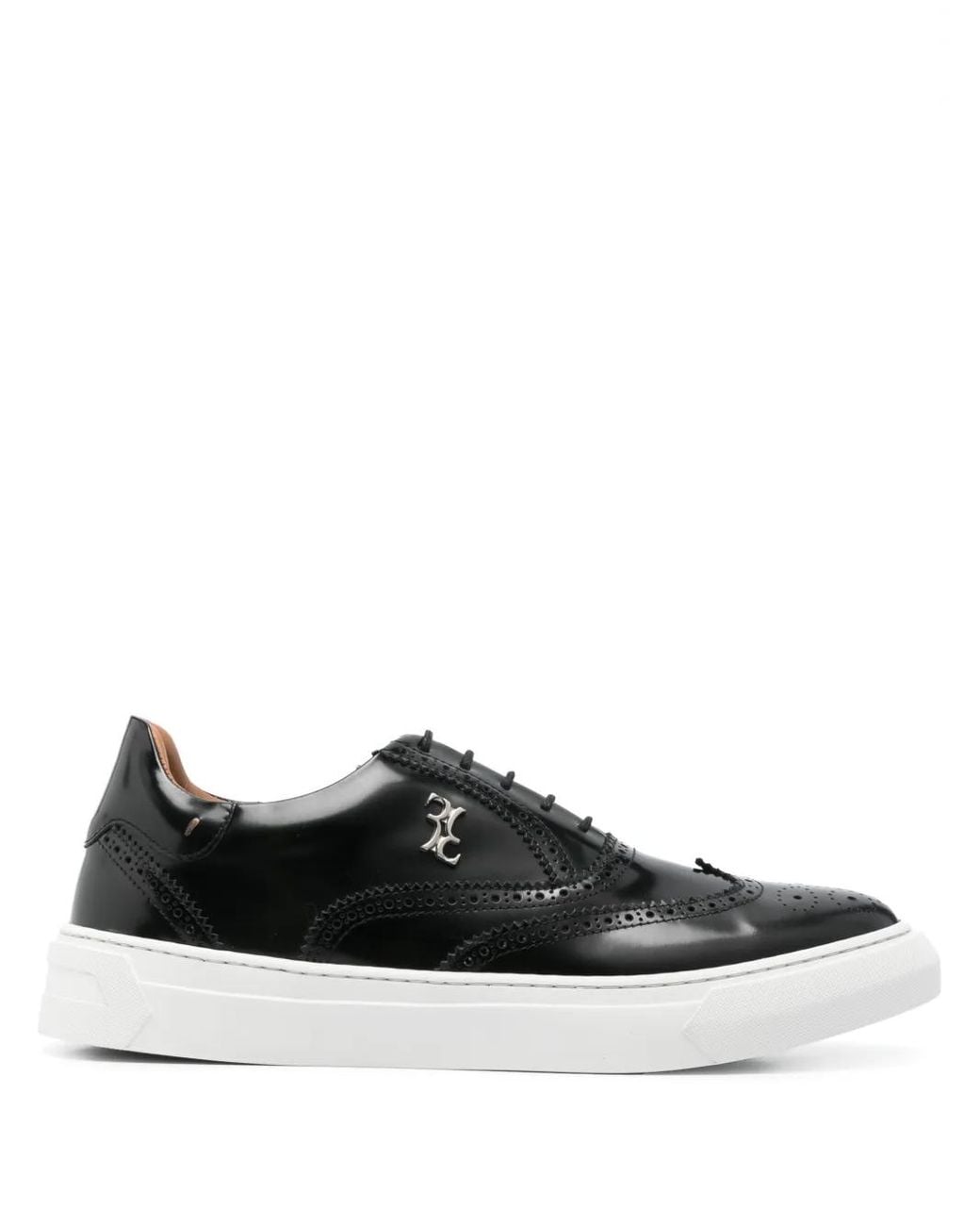 Billionaire Black Laser-Cut Sneakers for men