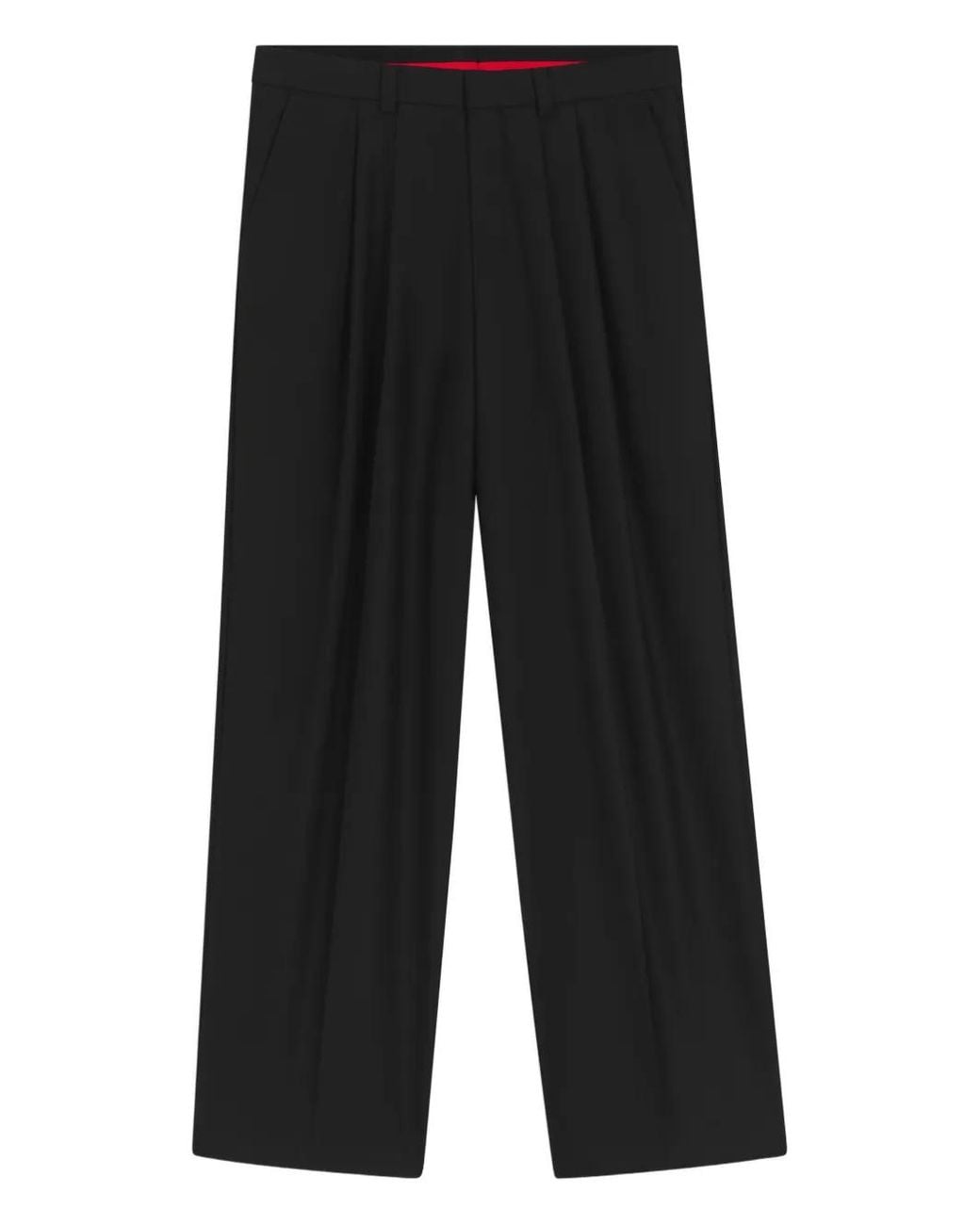 HUGO Black Pleated Wool Trousers for men