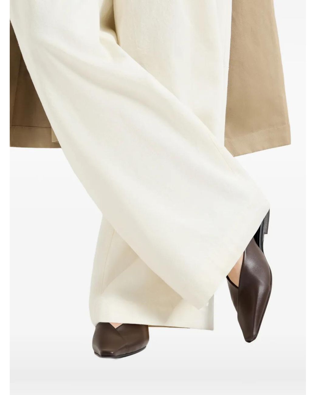 Brunello Cucinelli White Calfiskin Slingback Flats