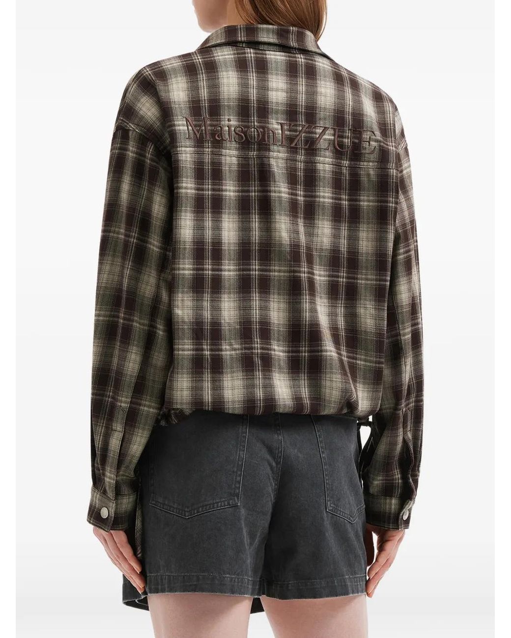 Izzue Brown Plaid Pocket Shirt