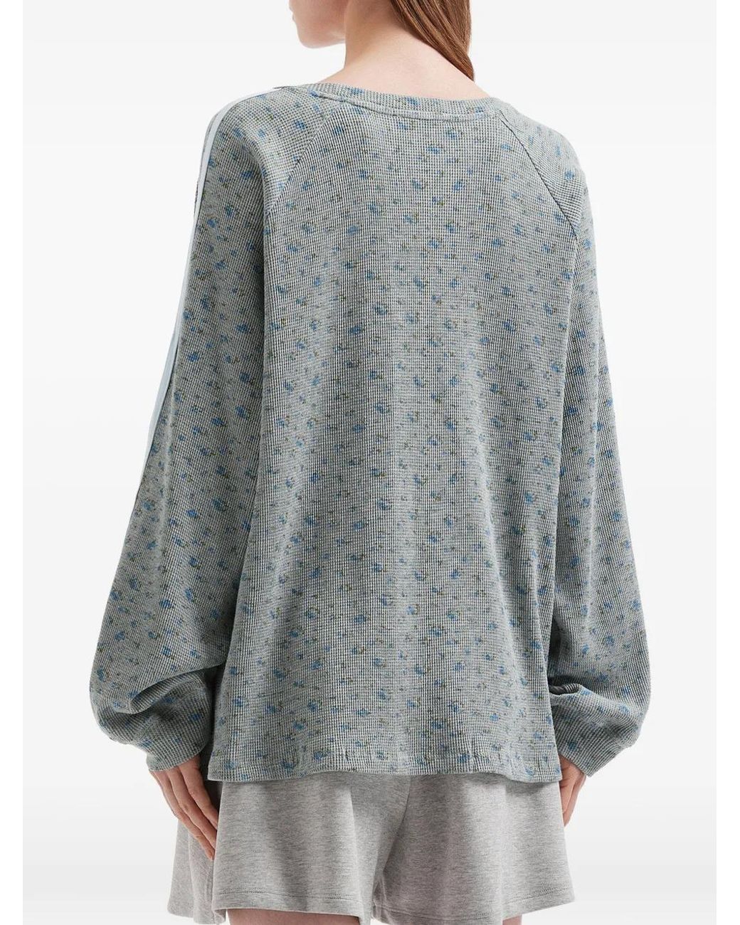 Mini Cream Blue Floral-Print Long-Sleeve T-Shirt