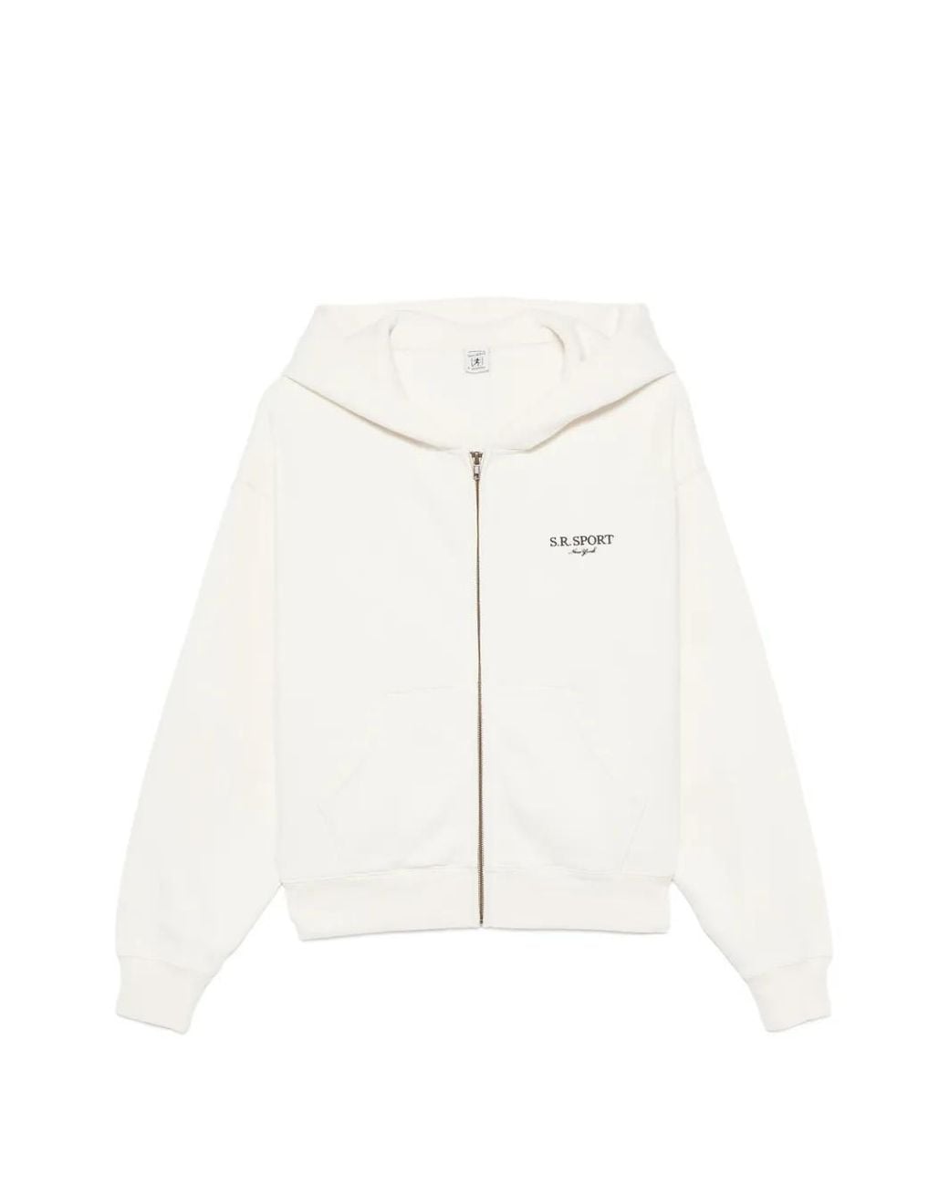 Sporty & Rich White Logo-Print Zip-Up Hoodie