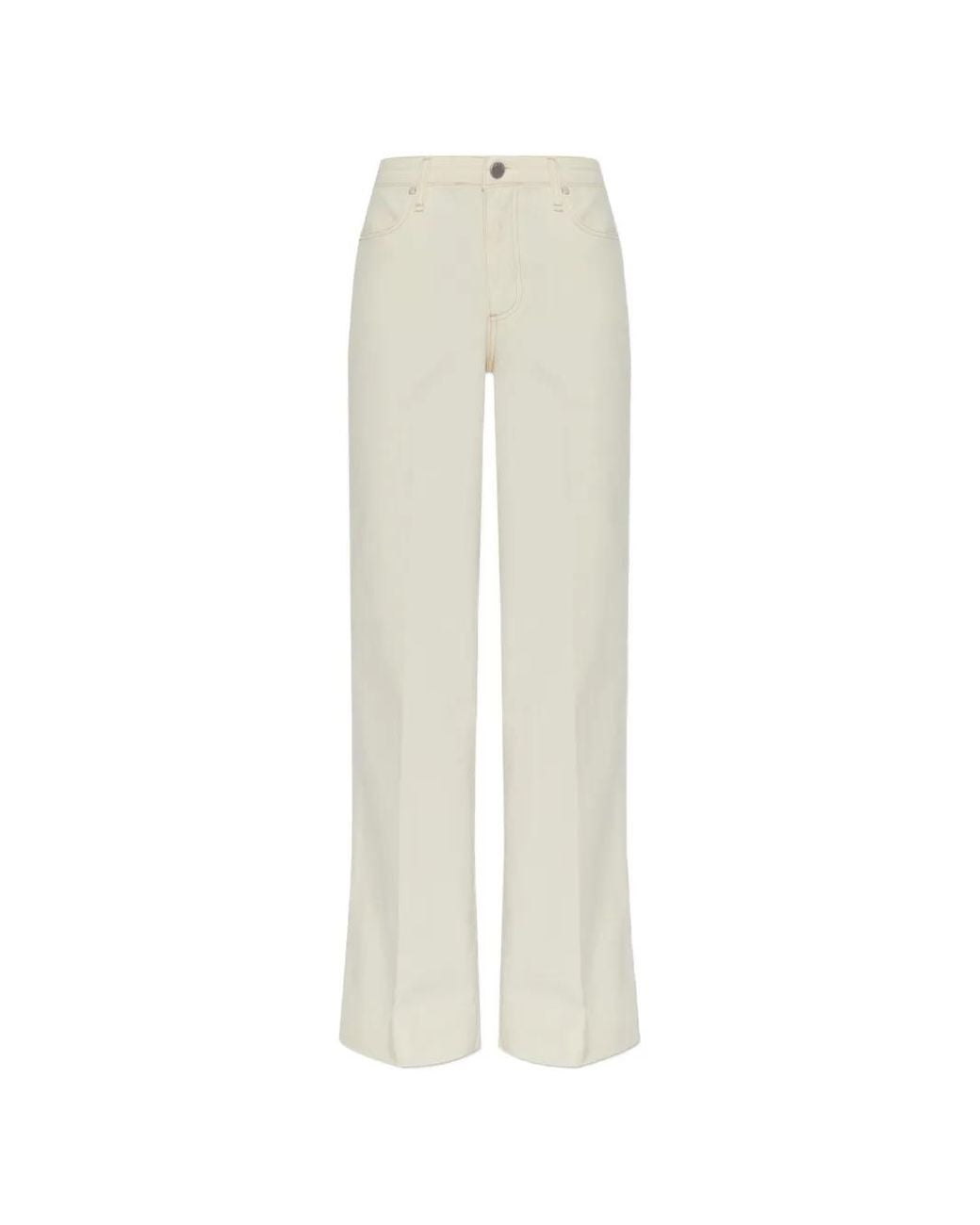 Rag & Bone White Pantalon En Coton À Coupe Évasée