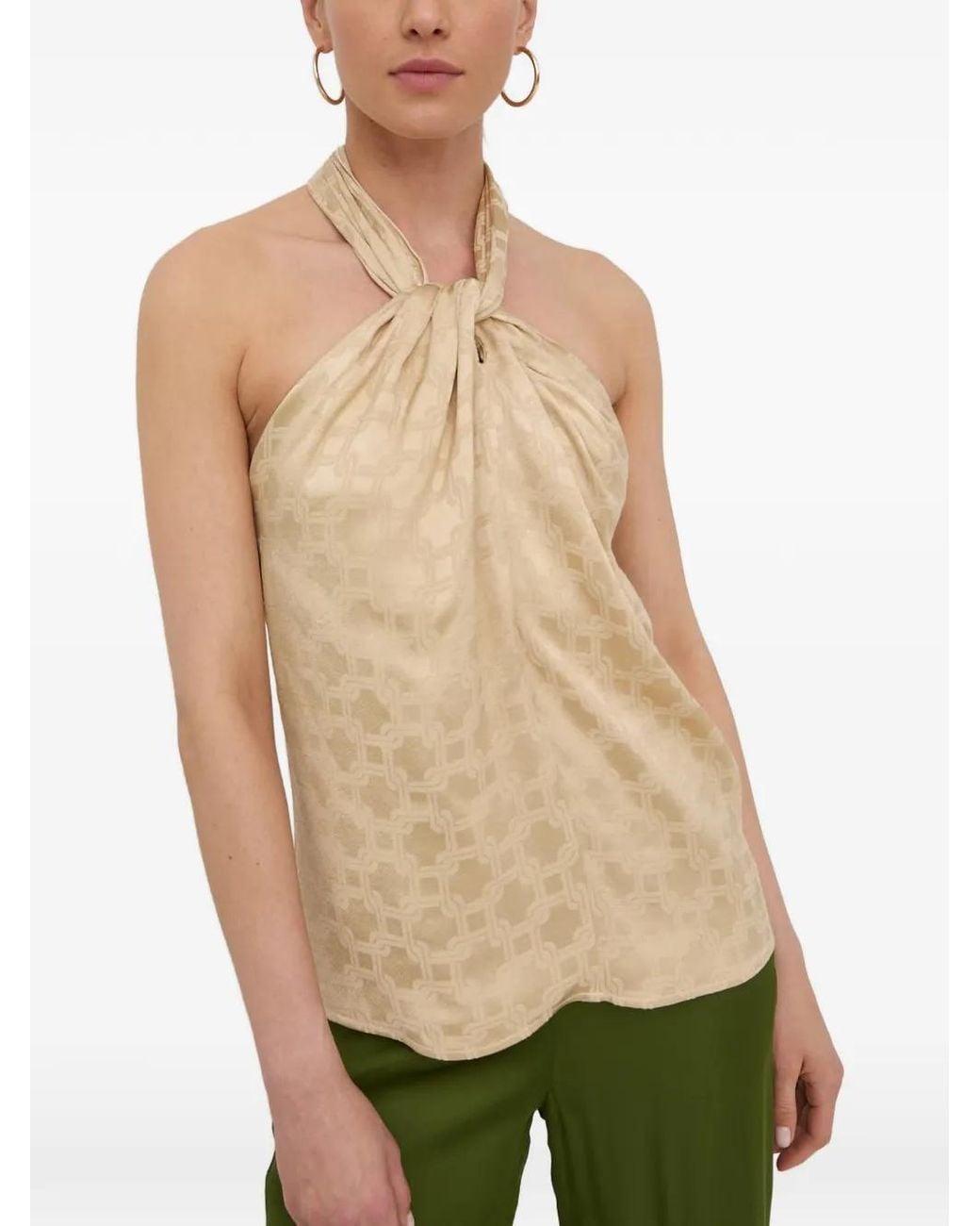 Herskind Natural Jacquard-Logo Halterneck Top