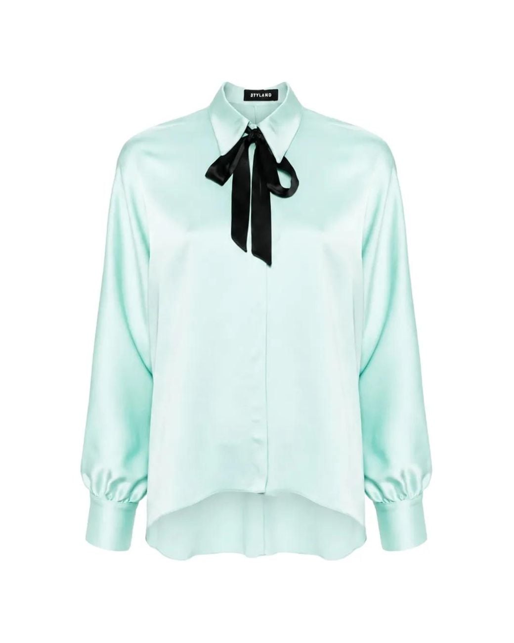 Styland Blue Chemise À Manches Kimono Et Lavallière