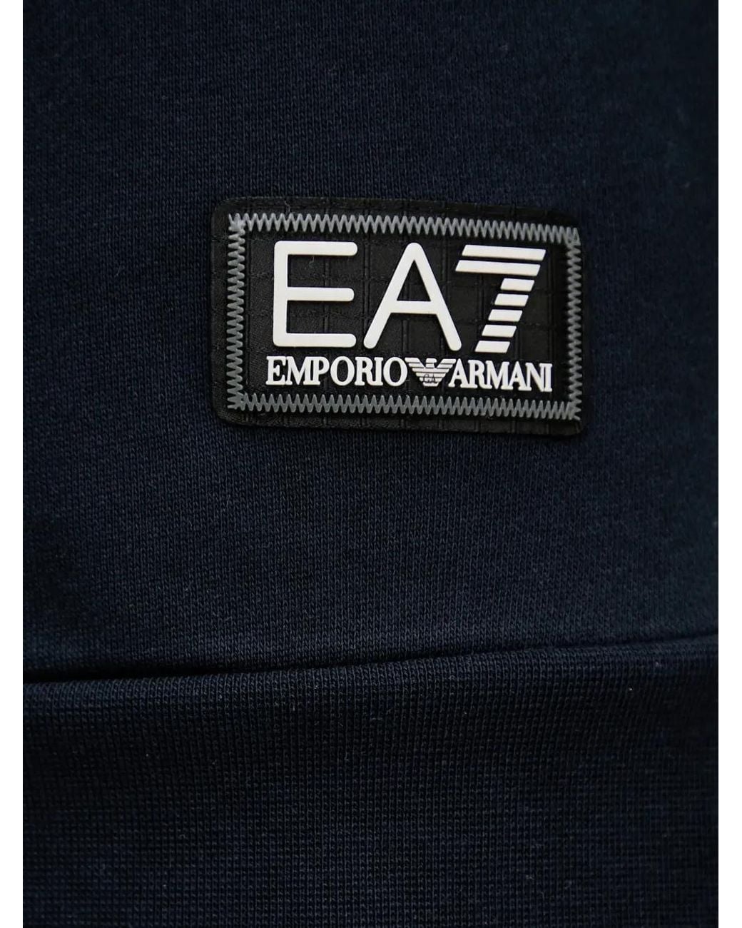 EA7 Blue Logo-Patch Quarter-Zip Sweater for men