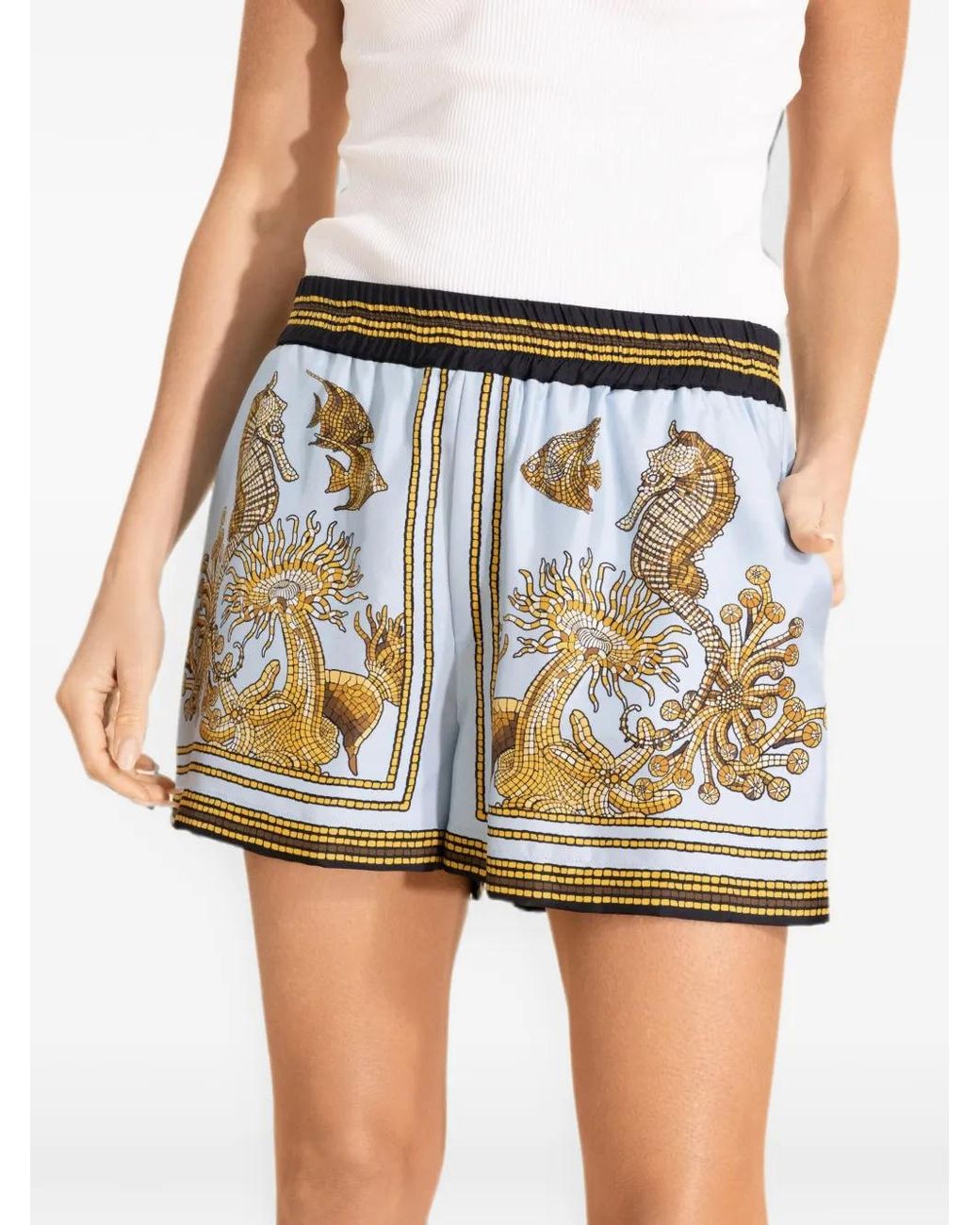 LaDoubleJ White Oceania Placée Print Shorts