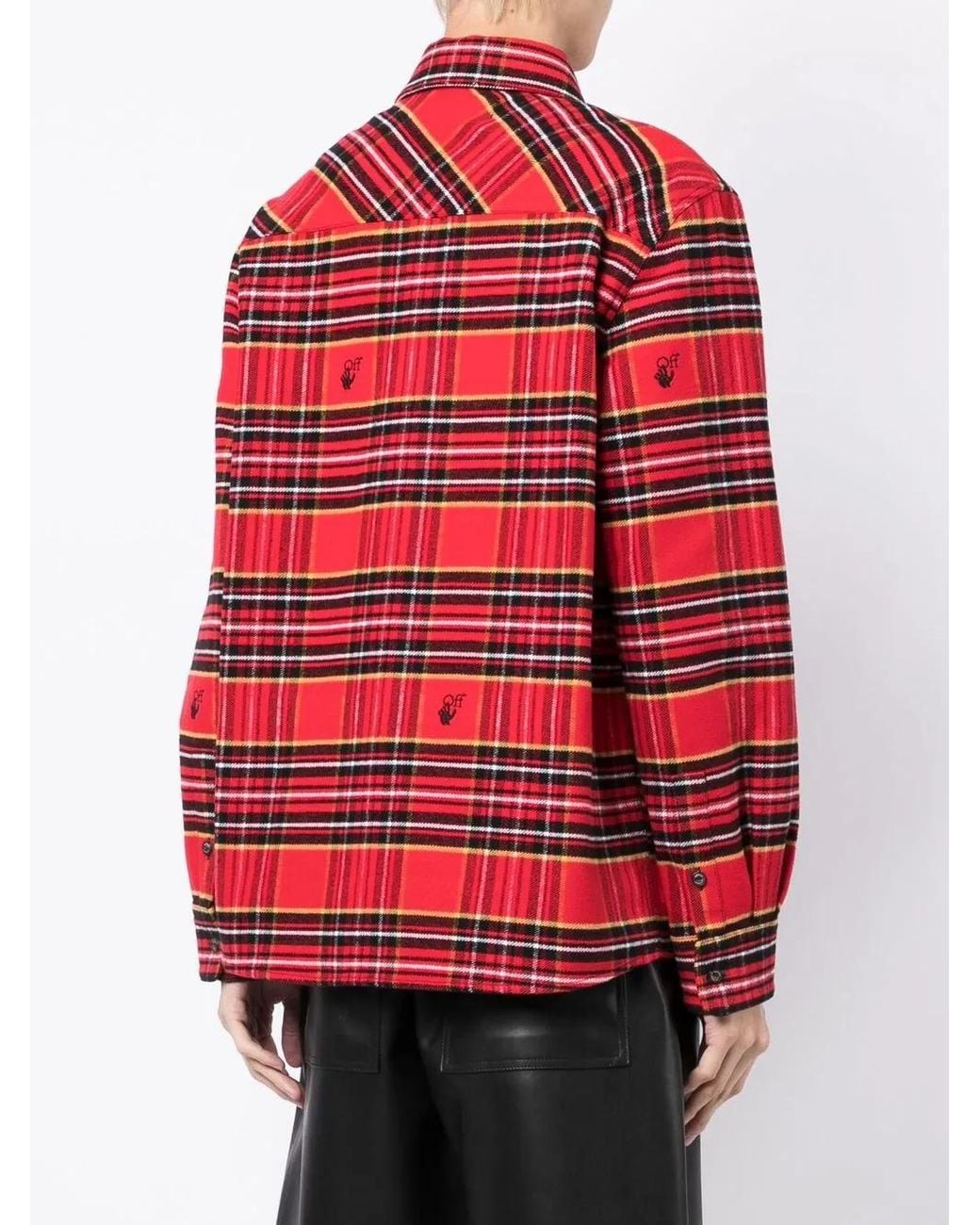 Off-White c/o Virgil Abloh Tartan-Check Logo-Embroidered Shirt for men