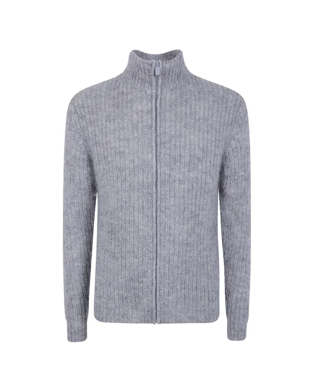 Aspesi Blue Ribbed Zip-Up Cardigan for men
