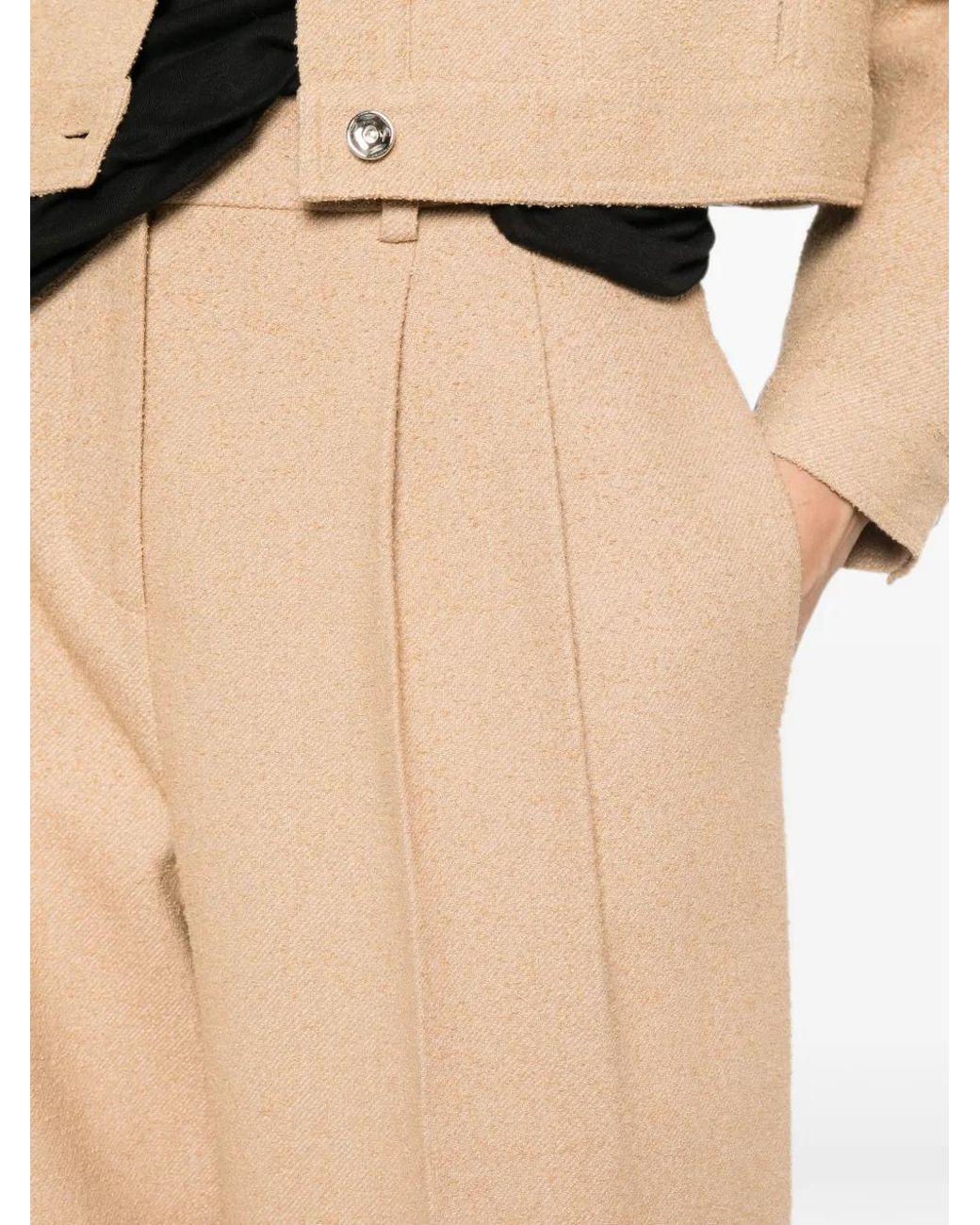 Patrizia Pepe White Pleated Wide-Leg Trousers