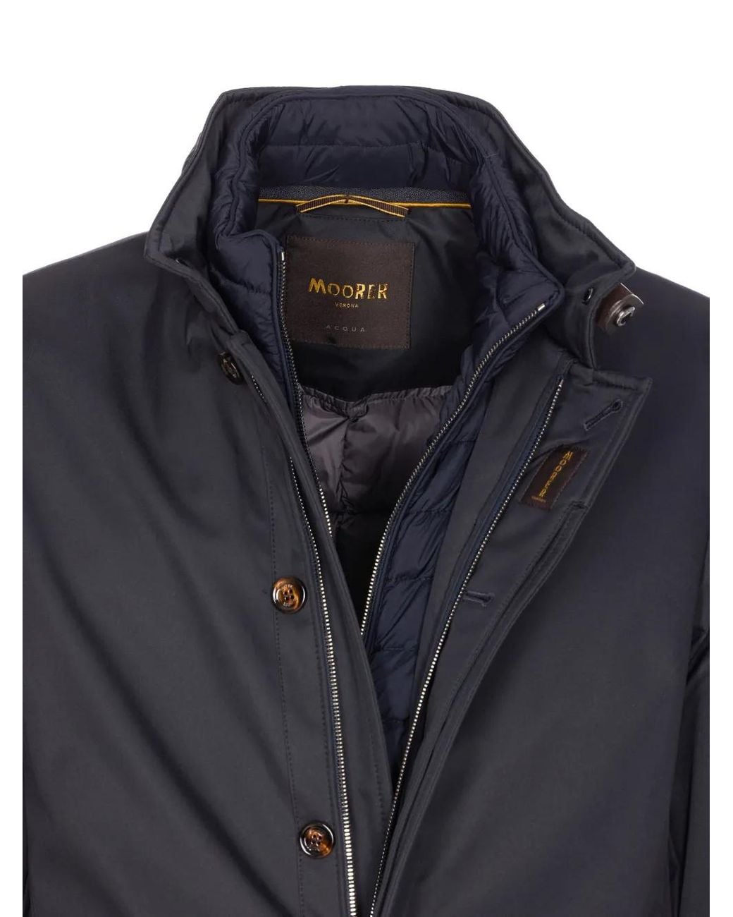 Moorer Blue High-Neck Padded Coat for men