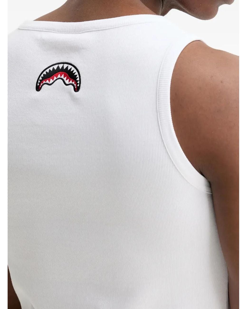 Sprayground White Geripptes Top Mit Logo-Patch