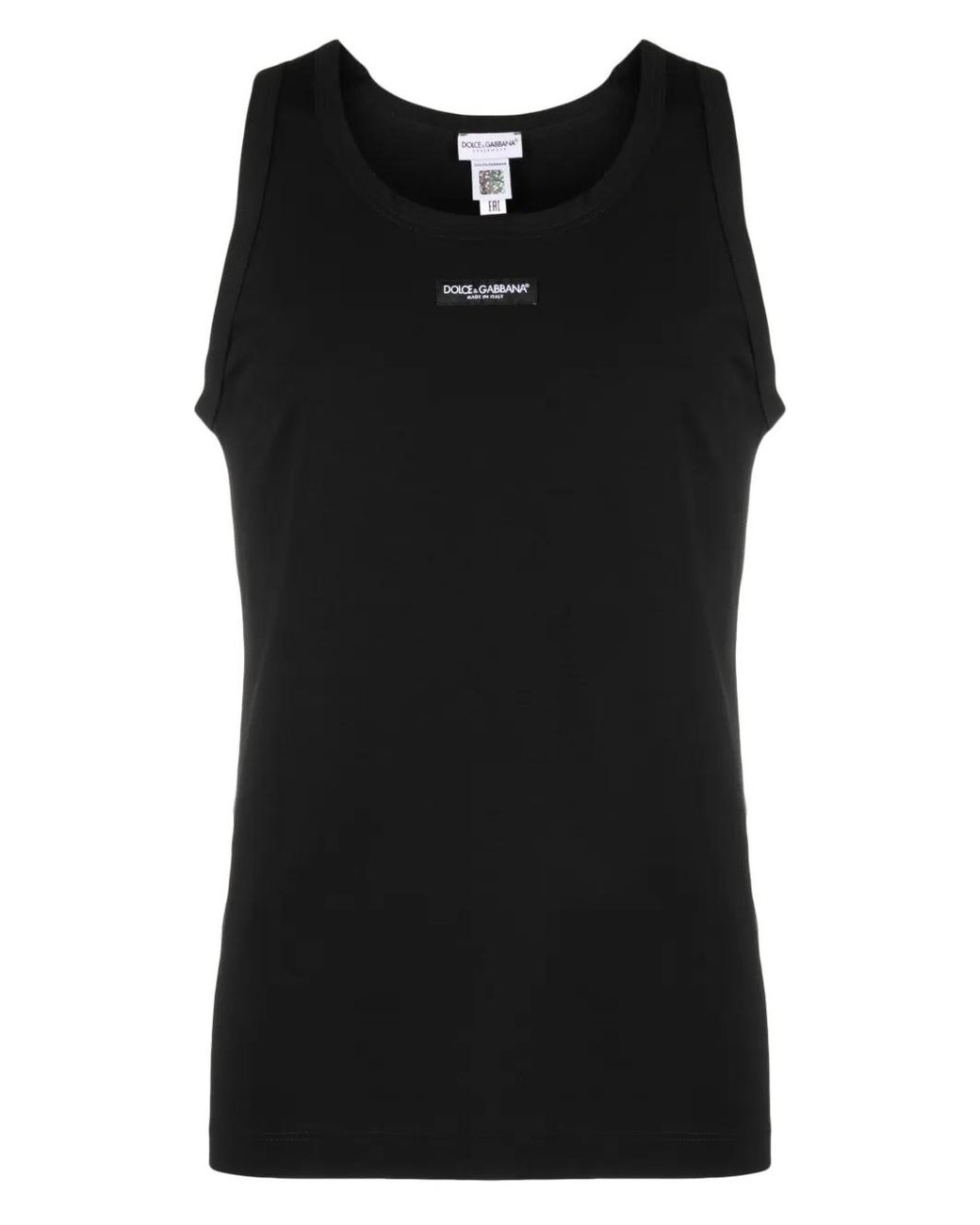 Dolce & Gabbana Black Logo Cotton-Blend Top for men