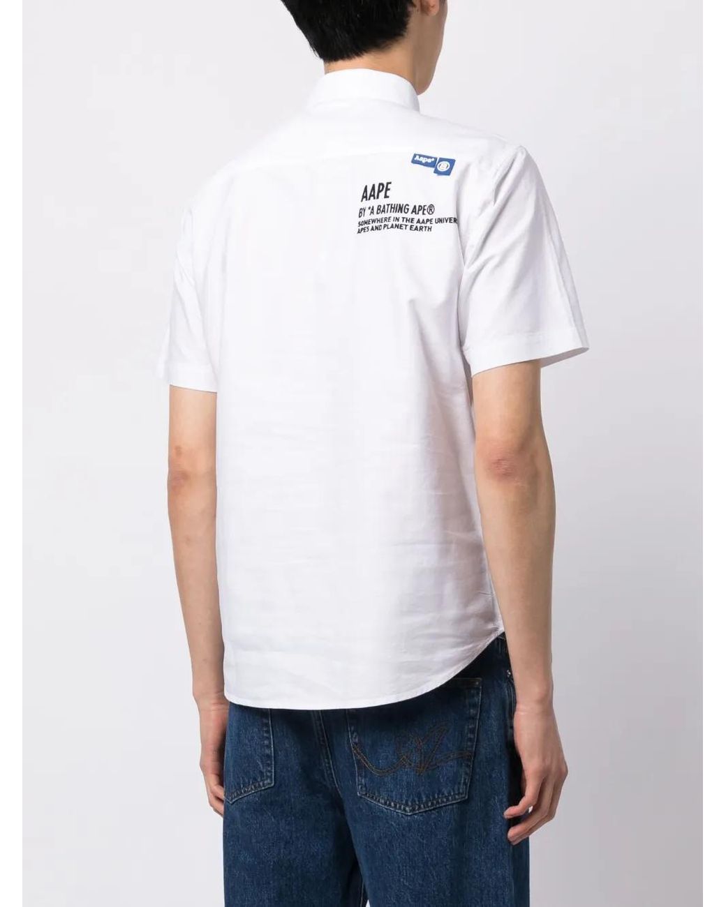 Aape By A Bathing Ape White Logo-Patch Cotton Shirt for men