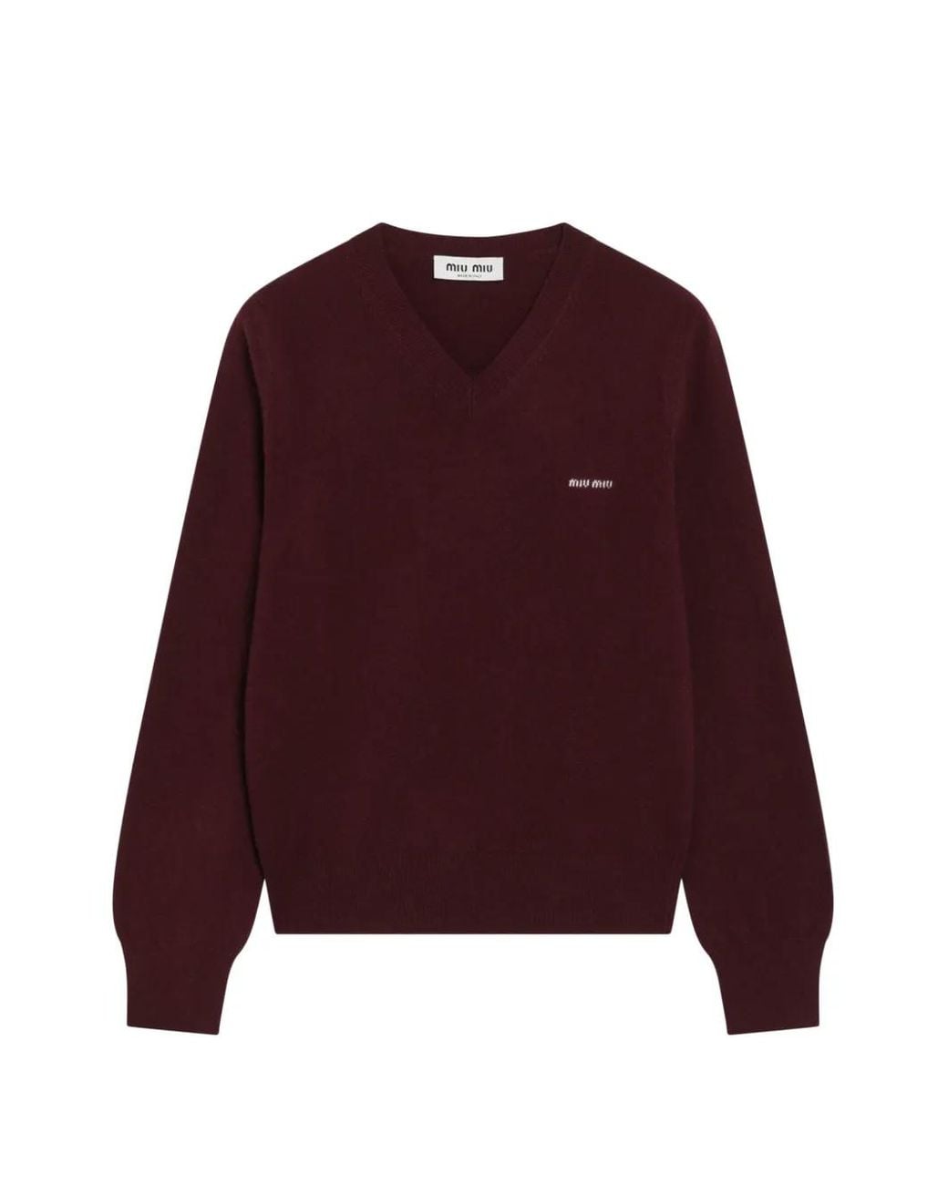 Miu Miu Red V-Neck Wool Cardigan