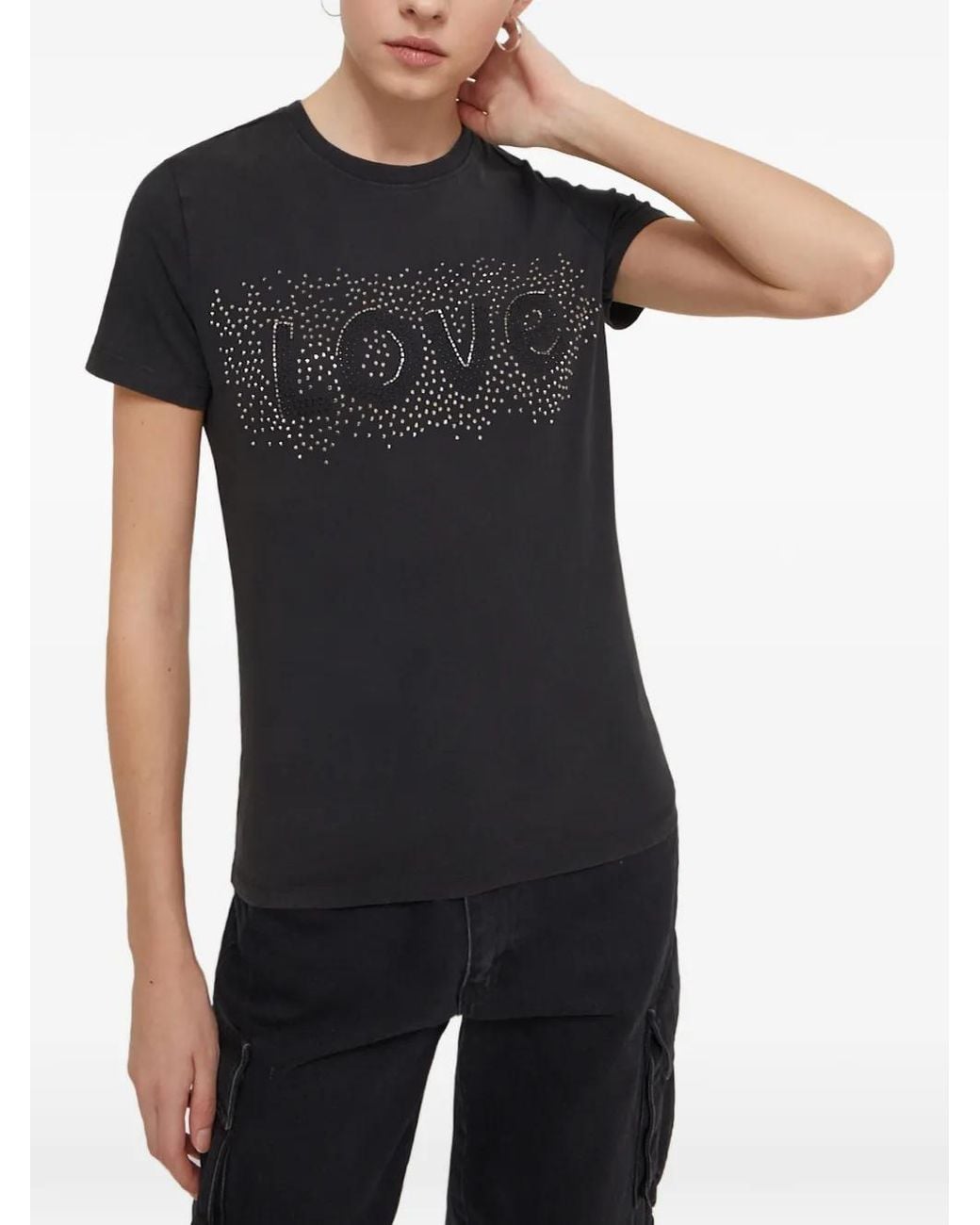 Desigual Black Love-Embellished T-Shirt