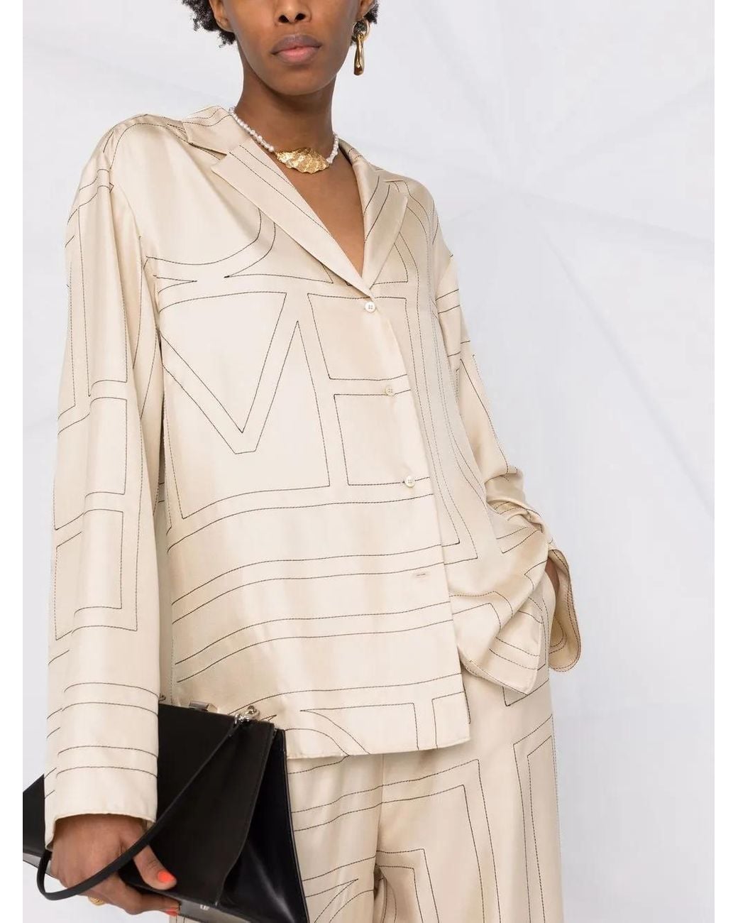 Totême Natural Monogram Silk Shirt