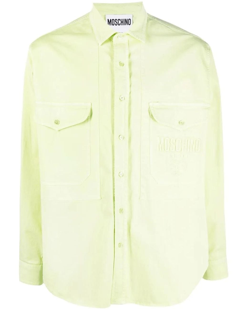 Moschino Yellow Embroidered-Logo Detail Shirt for men