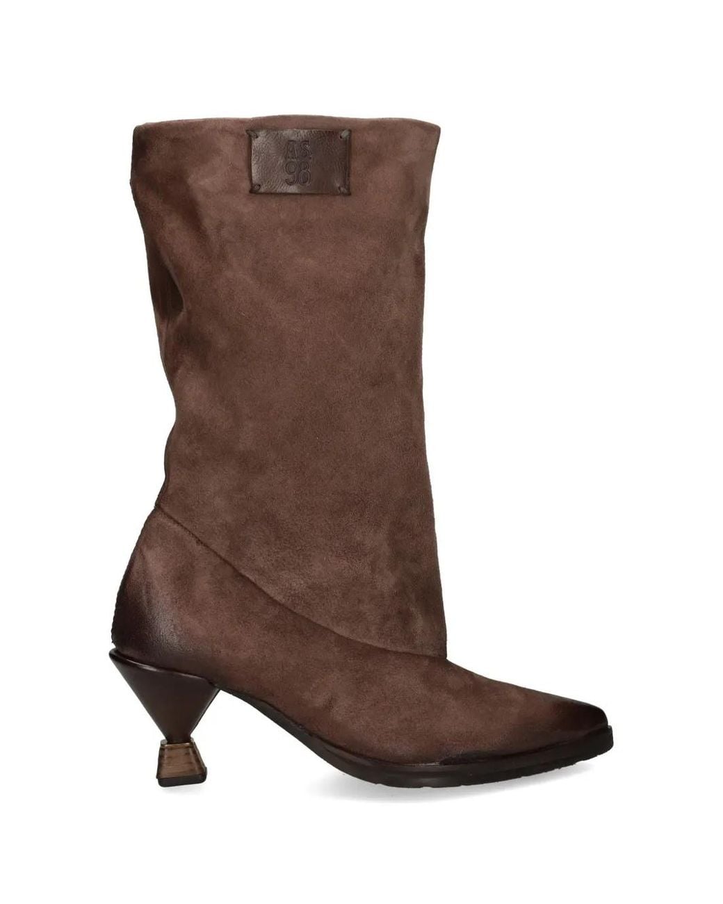 A.s.98 Brown Pointed-Toe Sculptural-Heel Boots