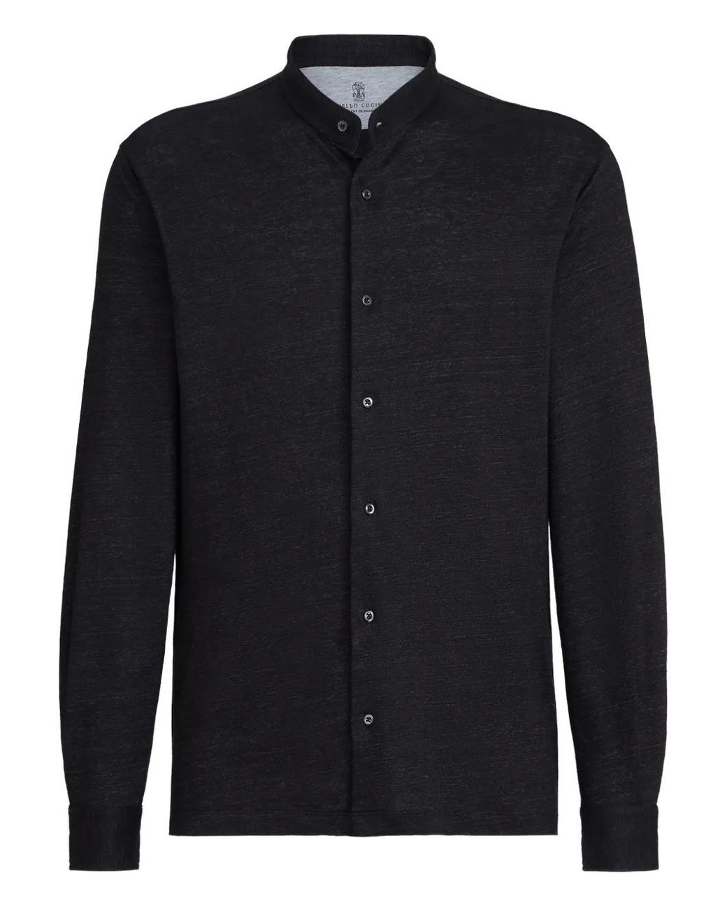 Brunello Cucinelli Blue Mandarin-Collar Shirt for men