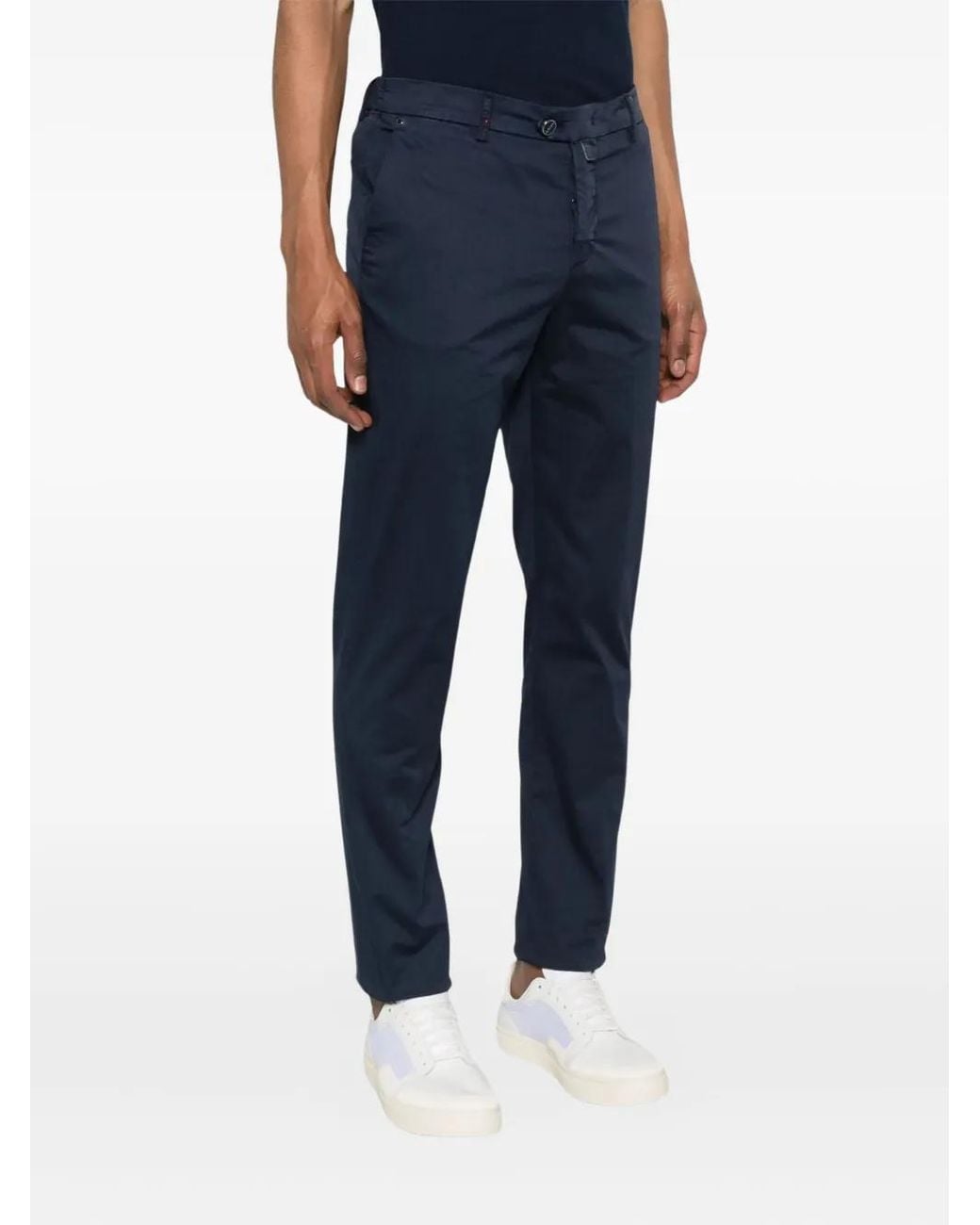 Kiton Blue Logo-Patch Chinos for men