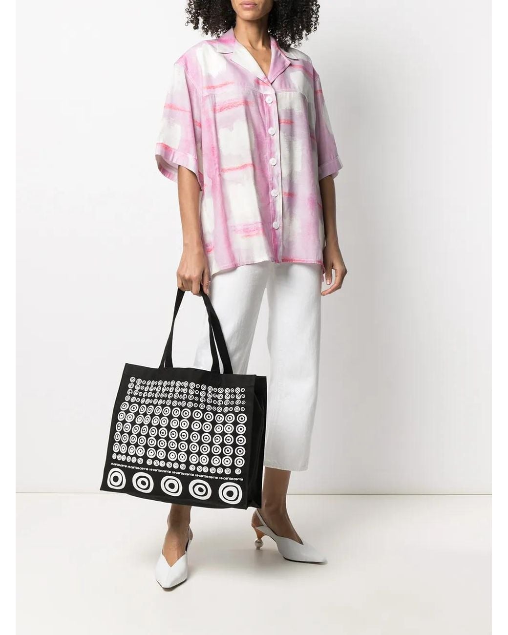 10 Corso Como Black Circle Logo Canvas Tote