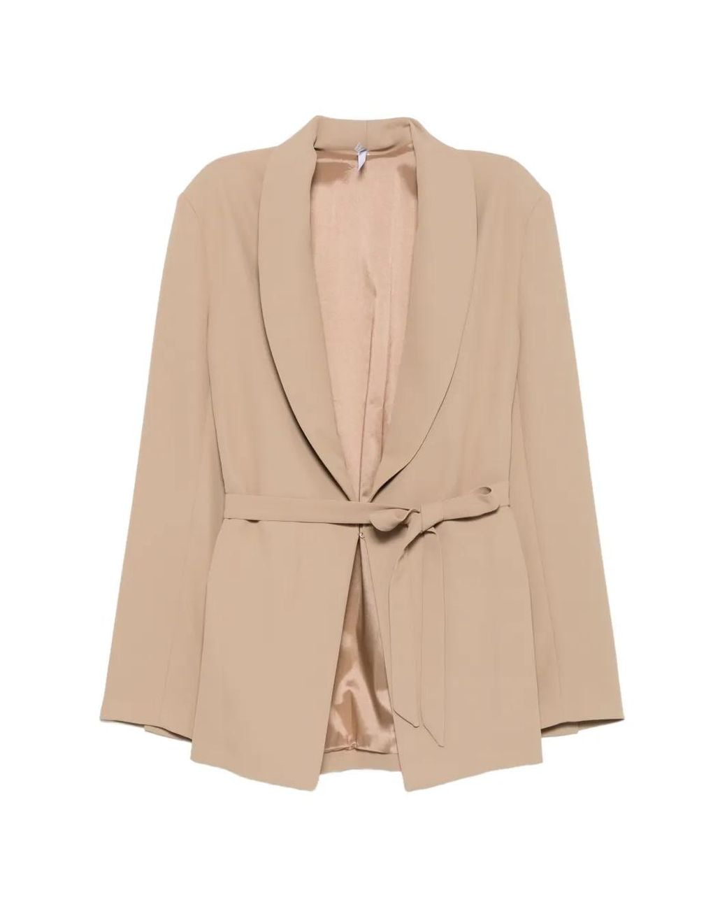Imperial Natural Belted Shawl-Lapel Jacket
